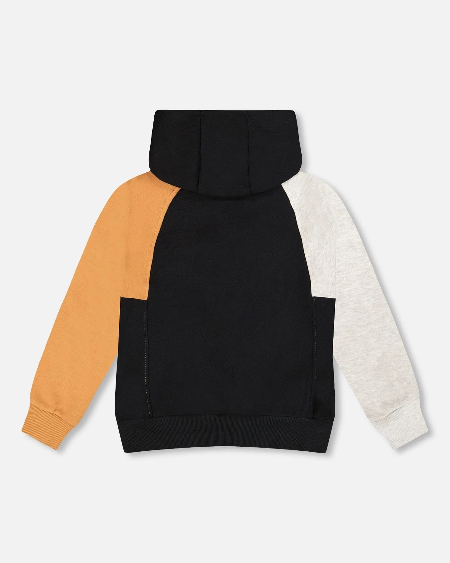 Pullover Hooded Fleece Sweatshirt With Zip Pocket Black - Deux par Deux