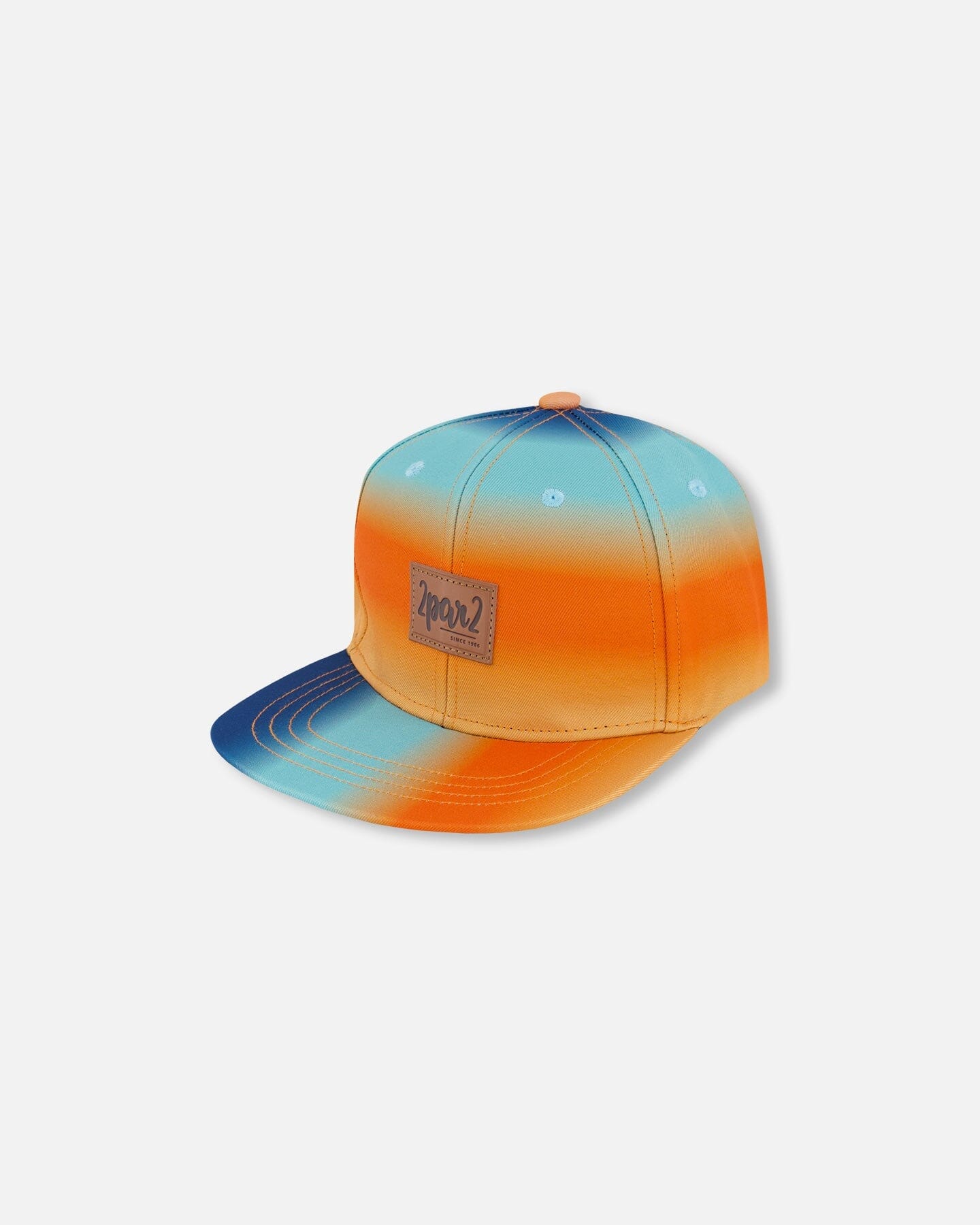 Printed Cap Navy Blue, Turquoise, And Orange - Deux par Deux