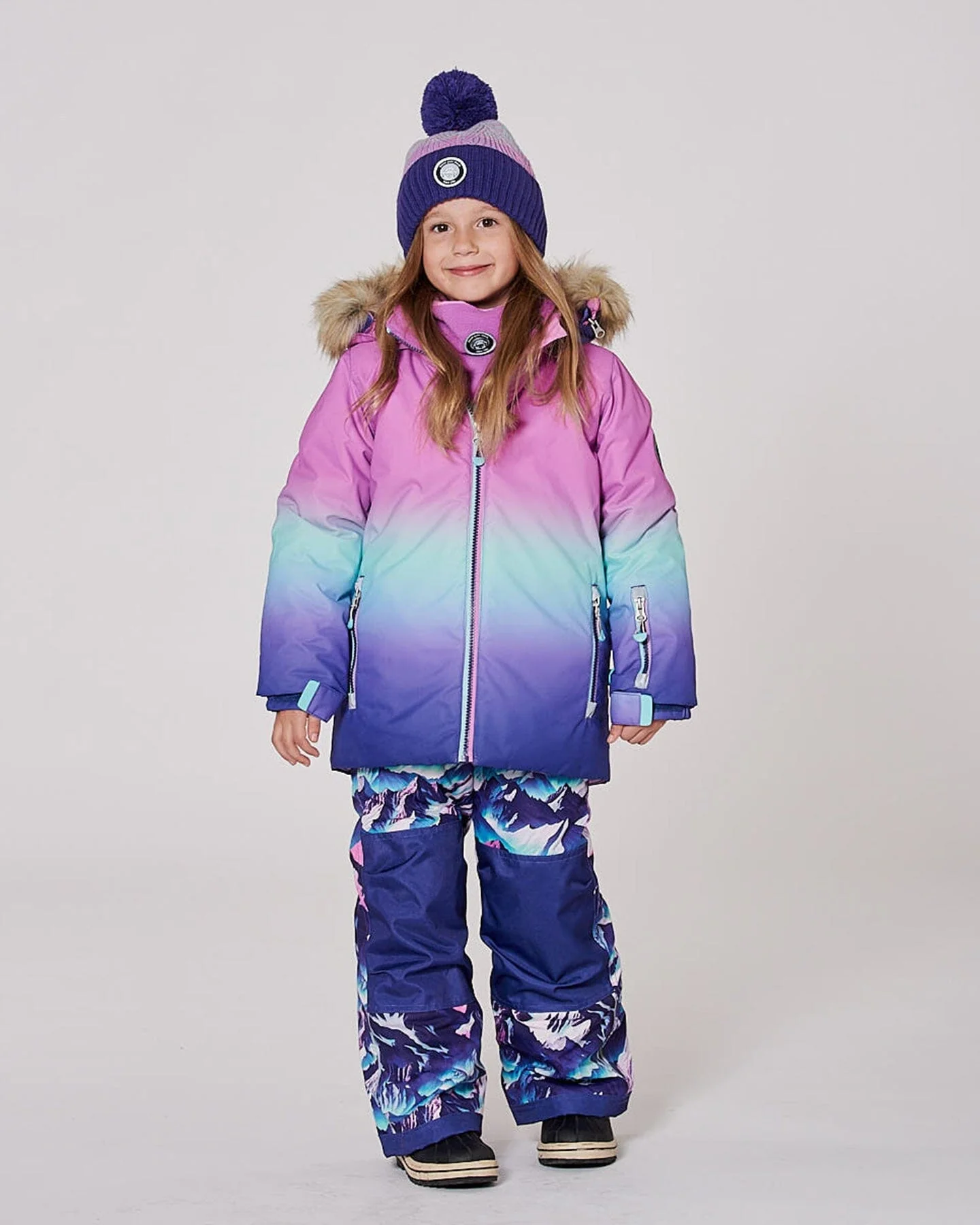 Two-Piece Play Snowsuit Purple Mountain Print - Deux par Deux