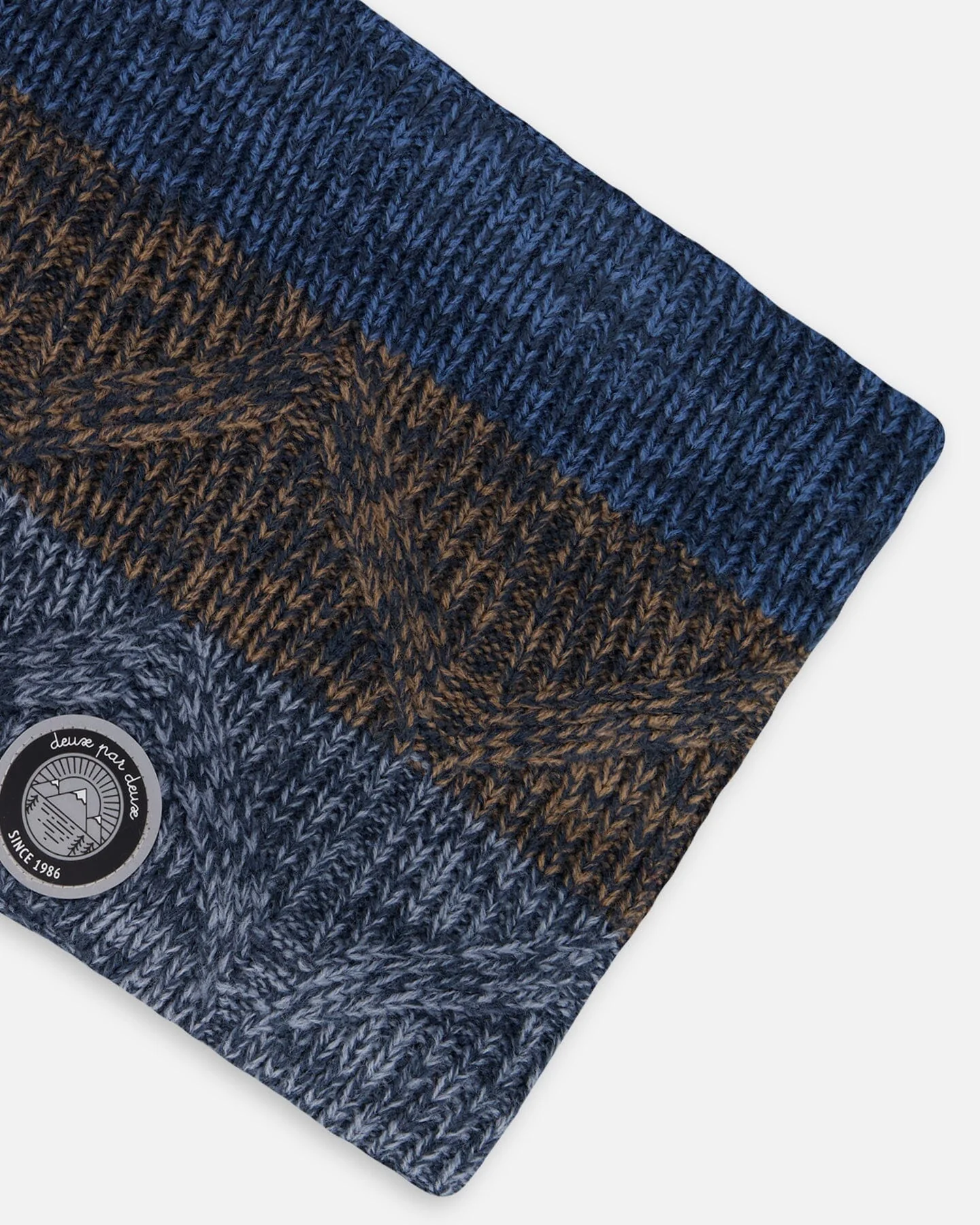 Lined Knit Neckwarmer Taupe And Navy - Deux par Deux