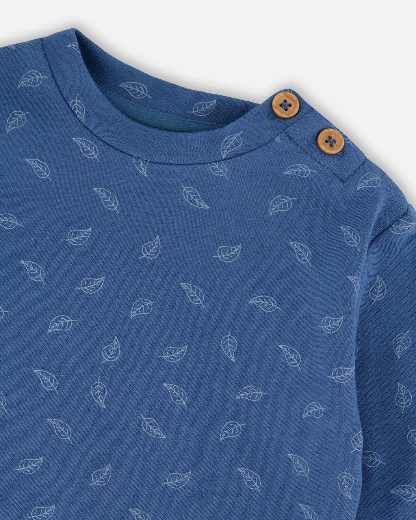 Organic Cotton Pant And Top Set Blue Leaf Print - Deux par Deux