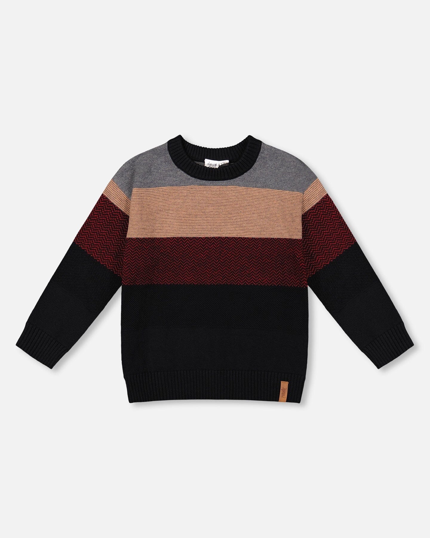 Color Block Knit Sweater Red And Black - Deux par Deux