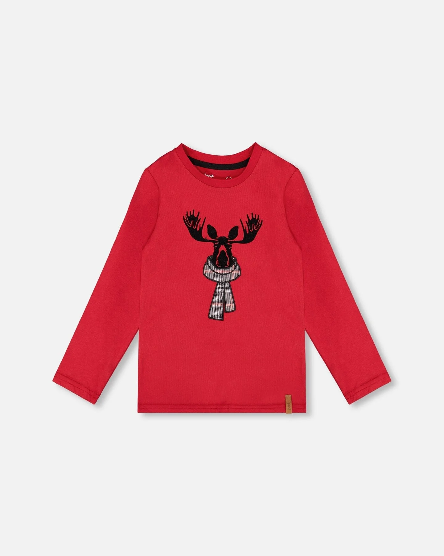 Jersey T-Shirt Cherry Red With Moose - Deux par Deux