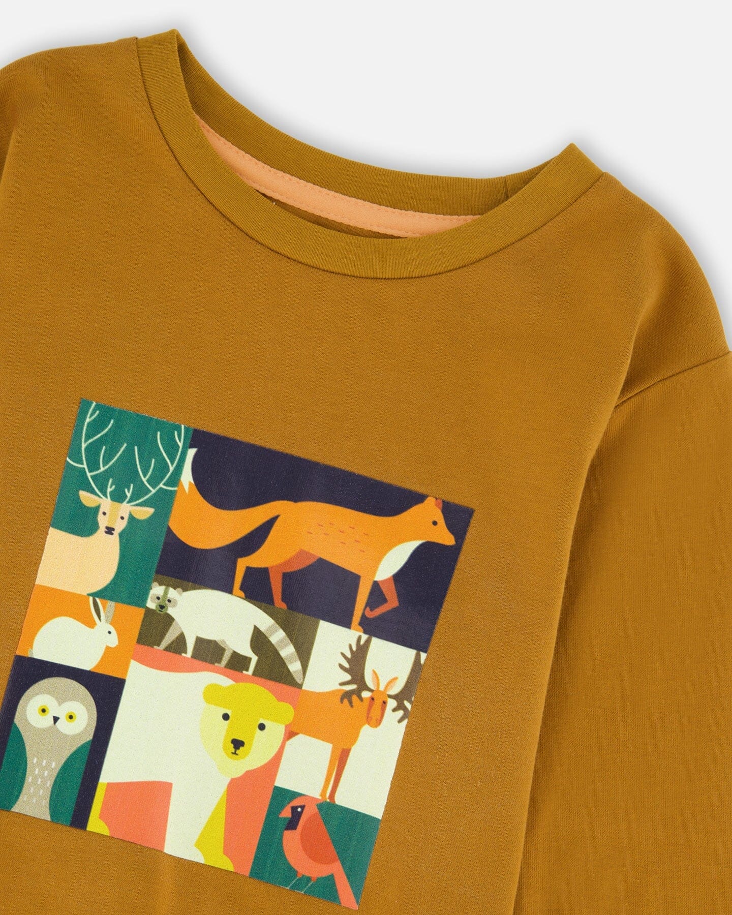 Long Sleeve Cotton Jersey Tee Shirt Orange Brown - Deux par Deux
