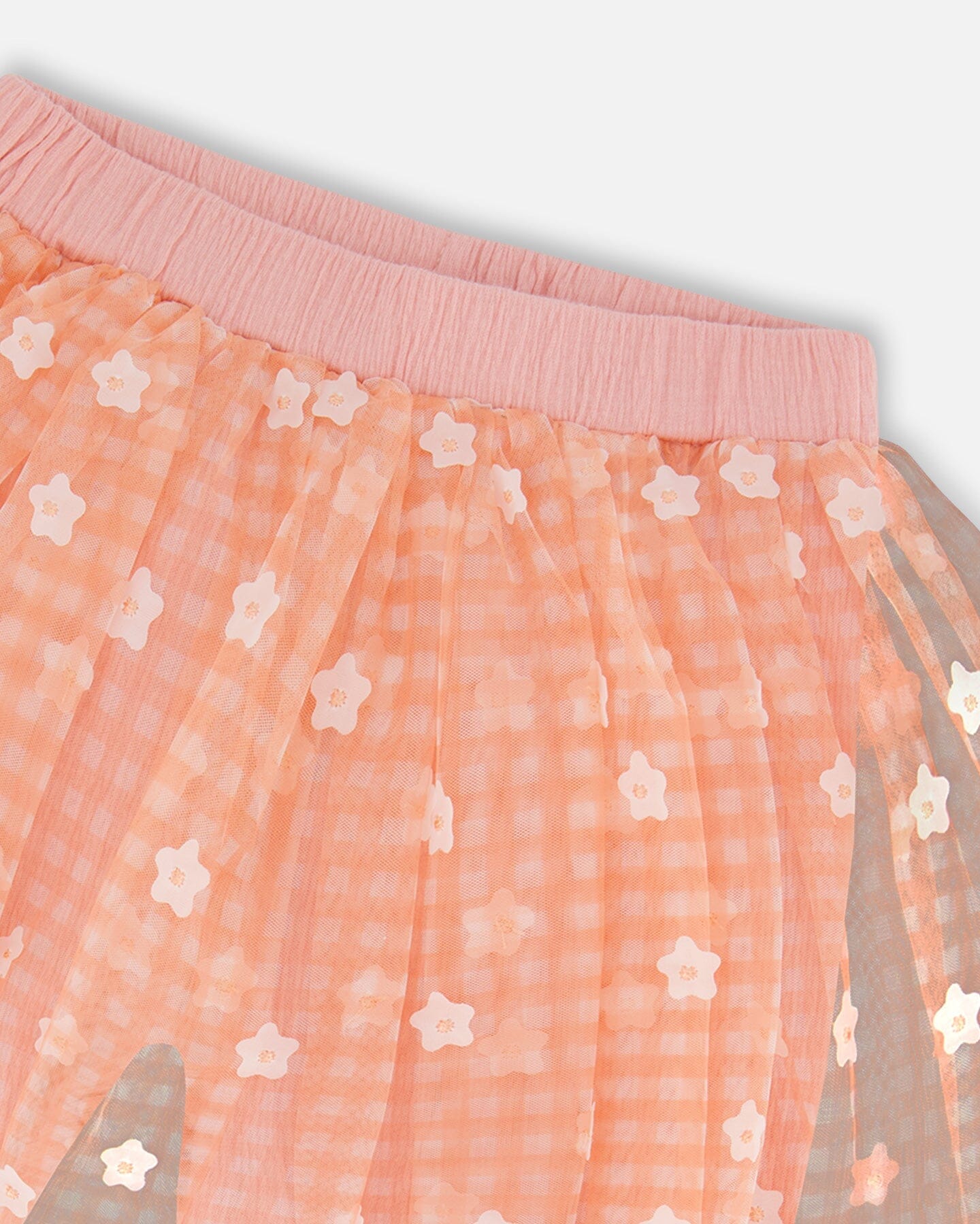 Crinkle Biker Short With Flower Mesh Skirt Light Old Pink - Deux par Deux