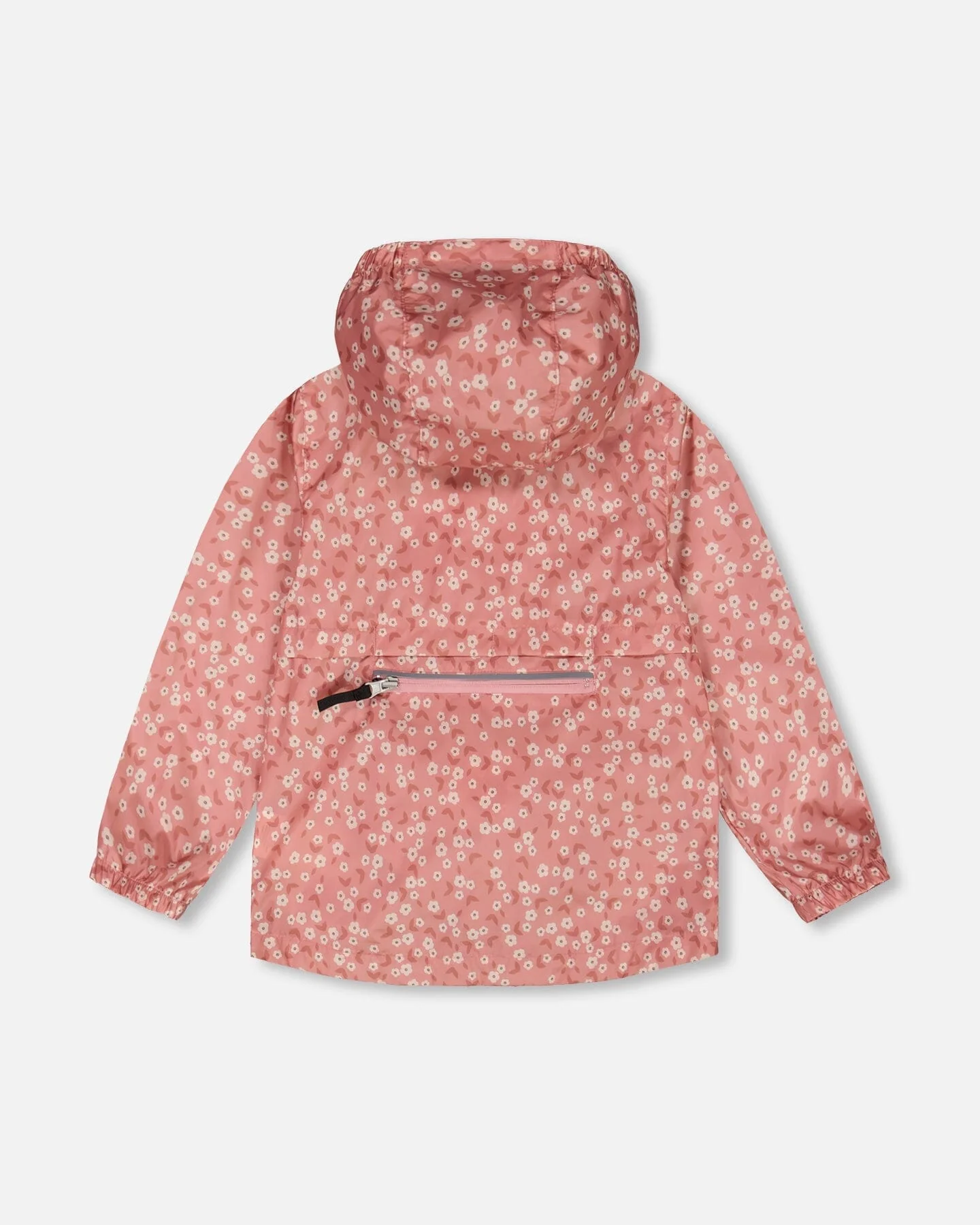 Printed Packable Windbreaker Small White Flowers On Pale Pink - Deux par Deux