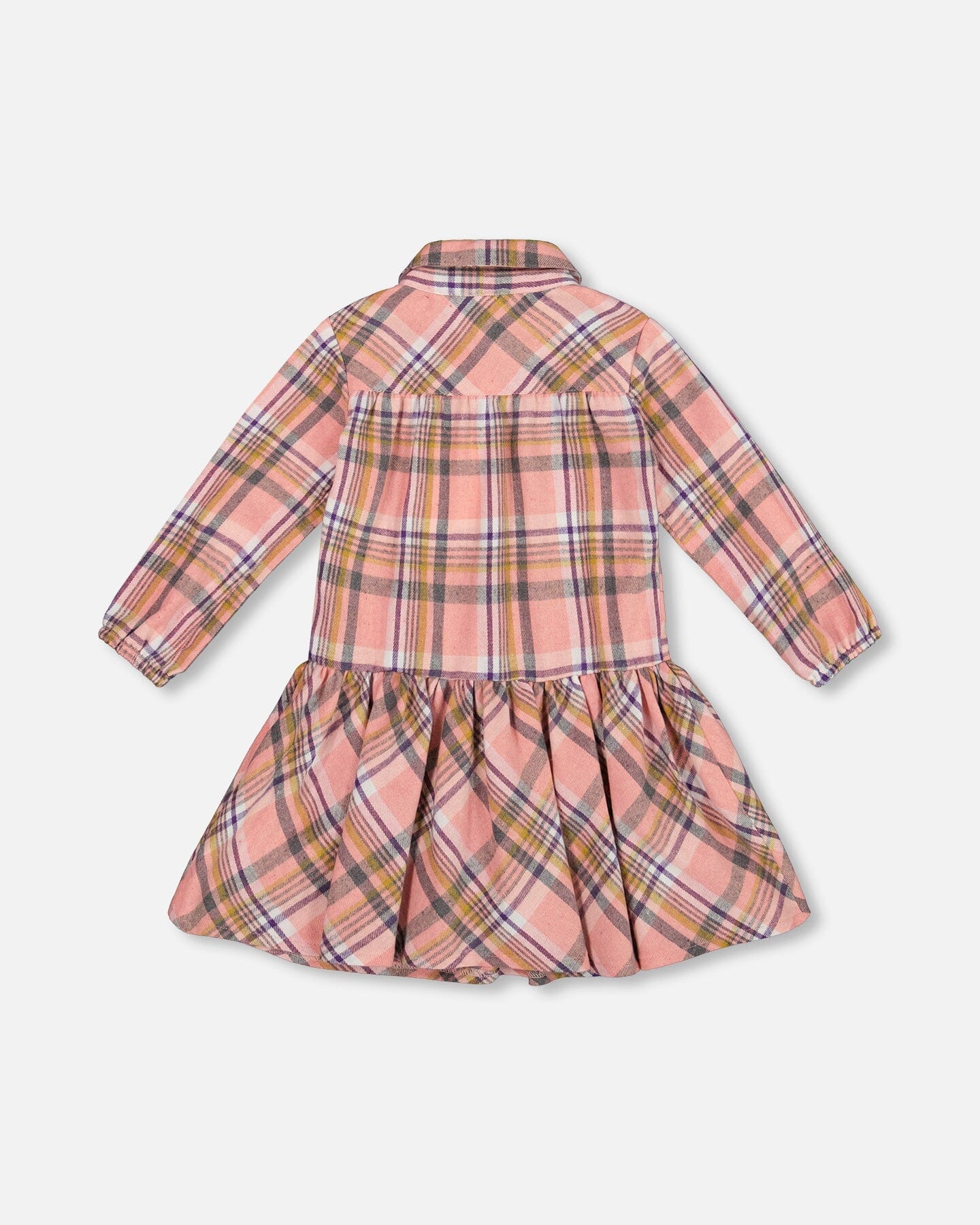 Shirt Plaid Dress With Frill Pink, Yellow And Gray - Deux par Deux