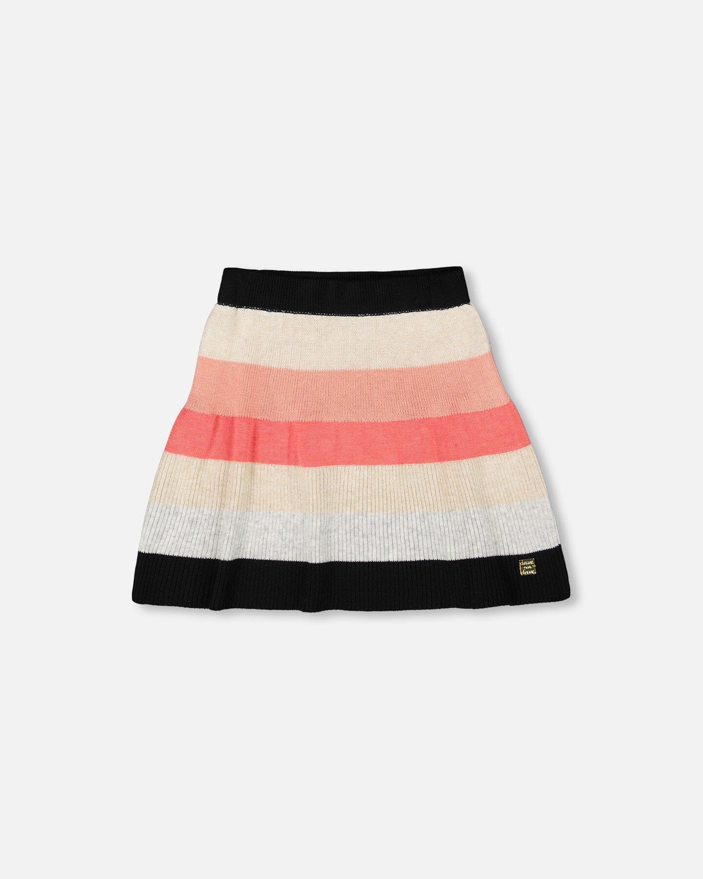 Striped Knit Skirt Beige Black And Pink - Deux par Deux