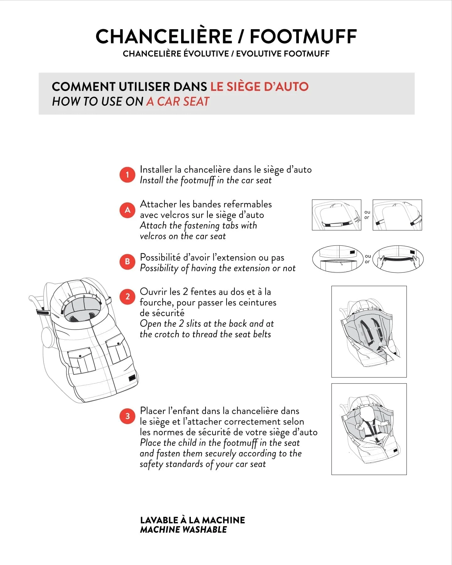 Evolutive Baby Footmuff Designed For Car Seat And Stroller Off-White - Deux par Deux