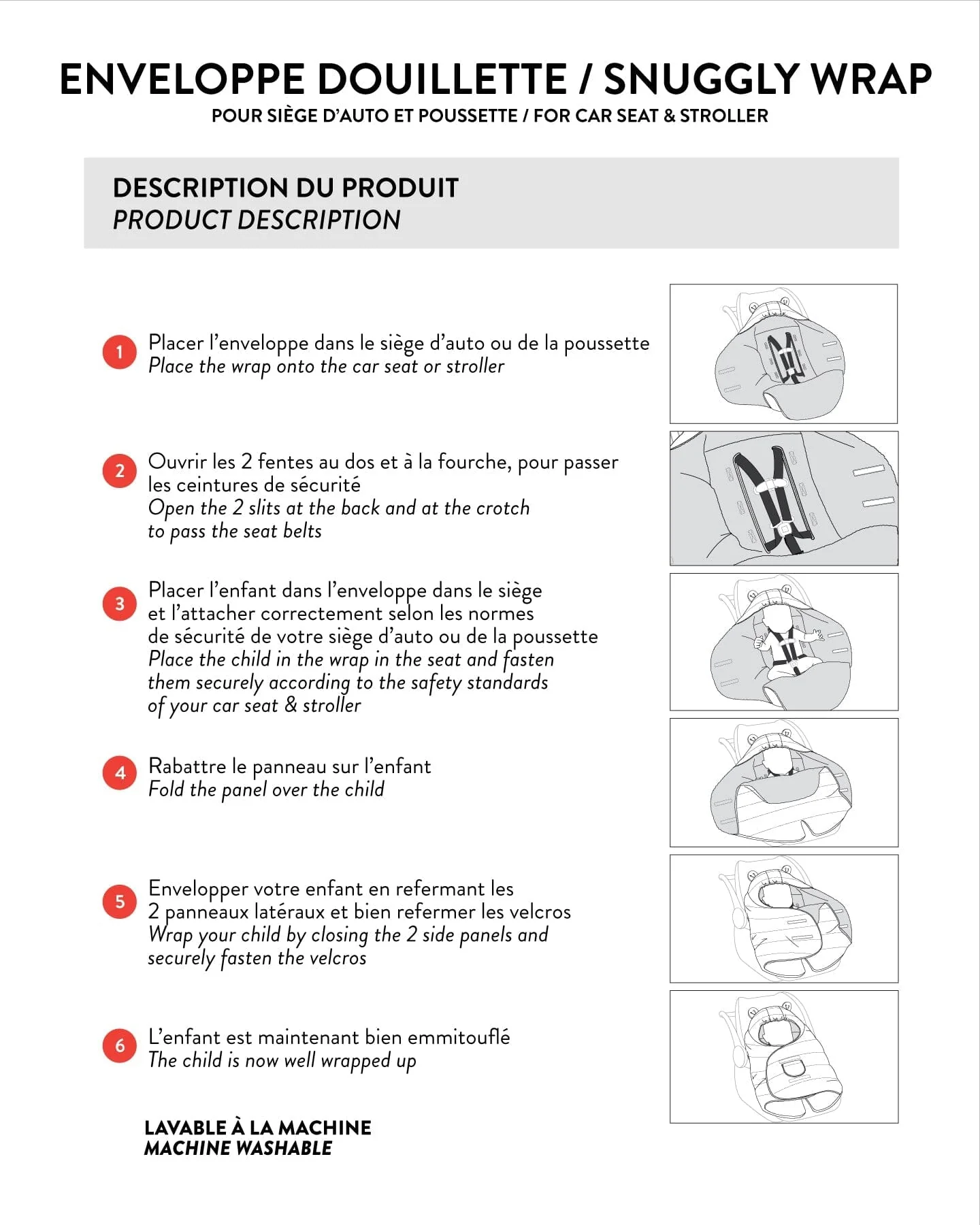 Snugly Baby Wrap Designed For Car Seat And Stroller Chanterelle - Deux par Deux