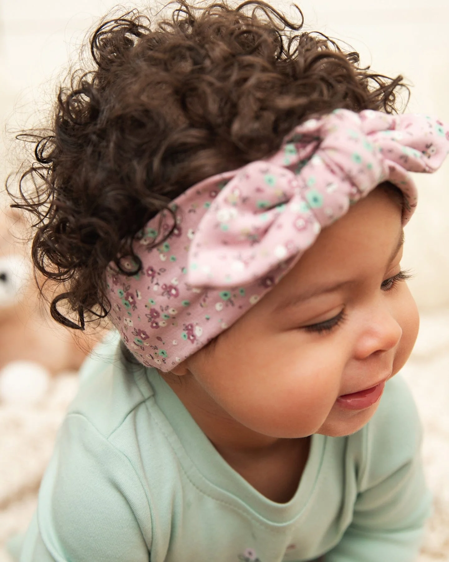 Organic Cotton Headband And Bib Set Mauve Little Flower Print - Deux par Deux