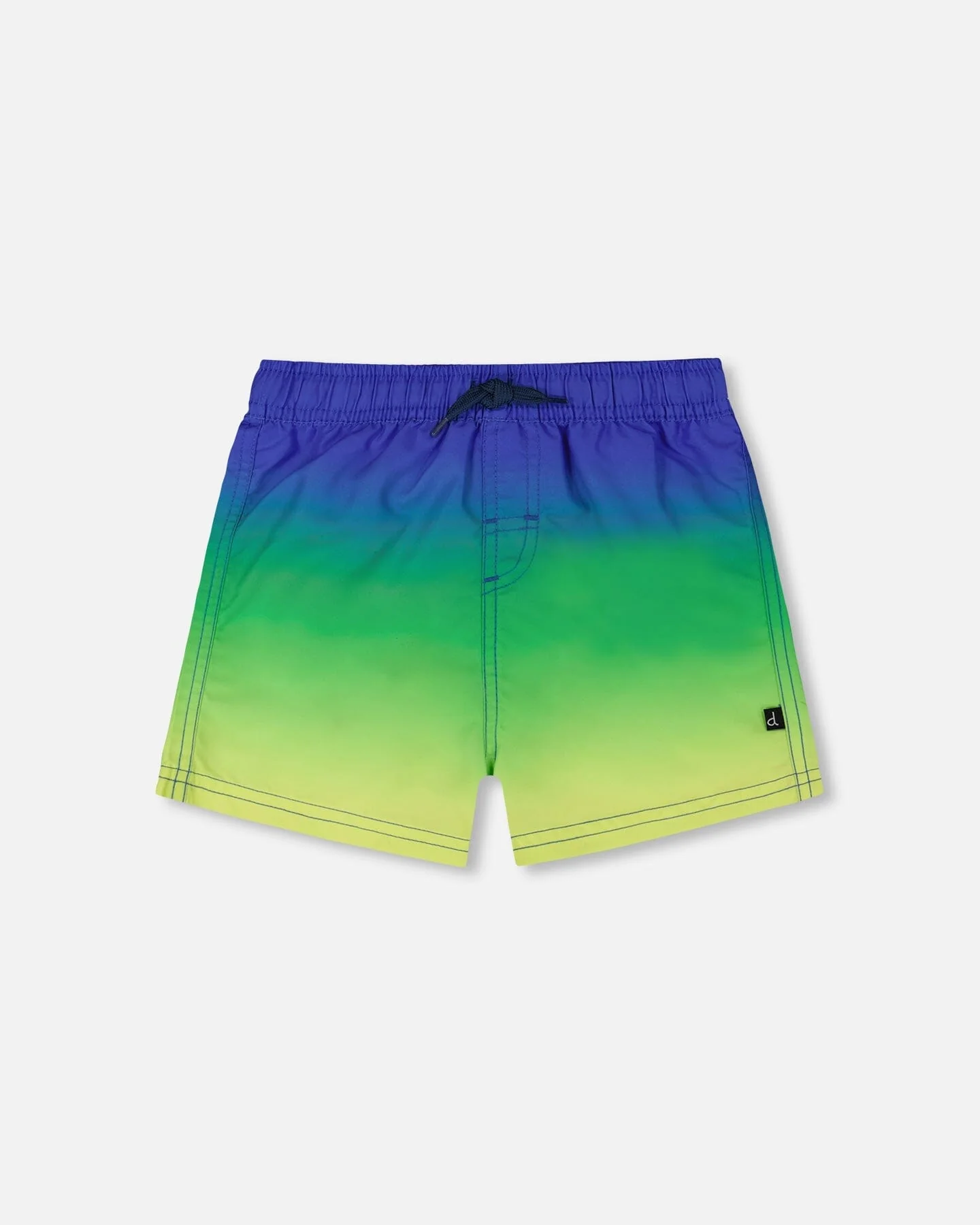 Swim Trunks Blue, Green, And Lime Gradient - Deux par Deux
