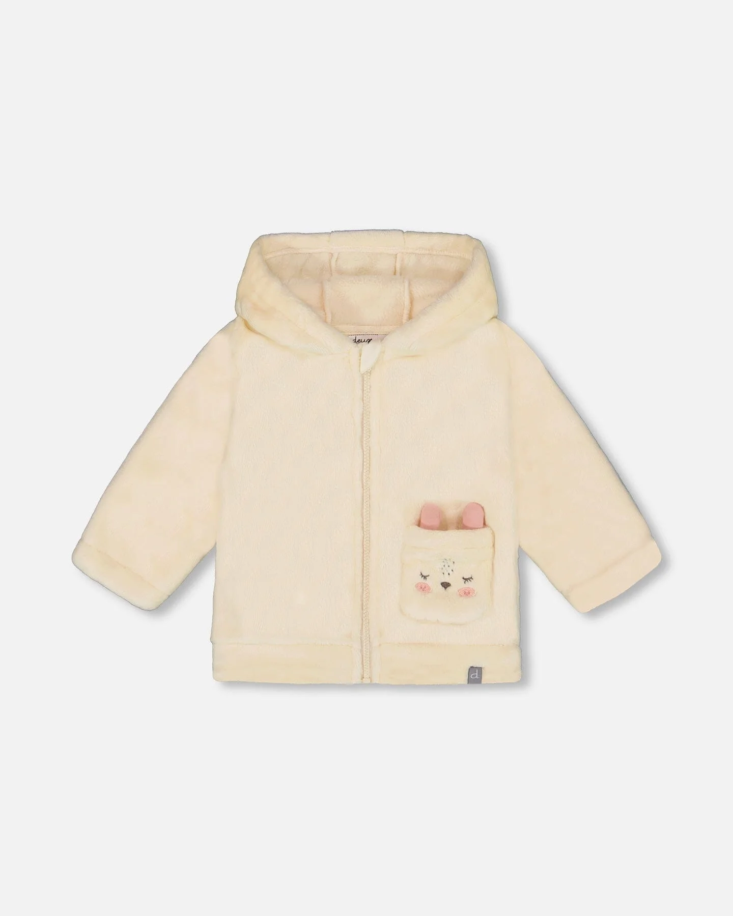 Plush Hooded Jacket Off White - Deux par Deux