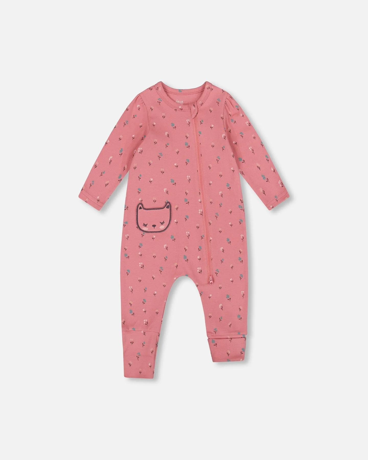 Organic Cotton Zipped Romper Pink Floral - Deux par Deux