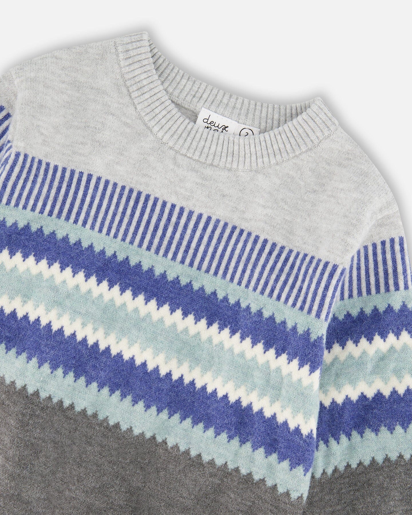 Knitted Jacquard Sweater Dark Gray - Deux par Deux