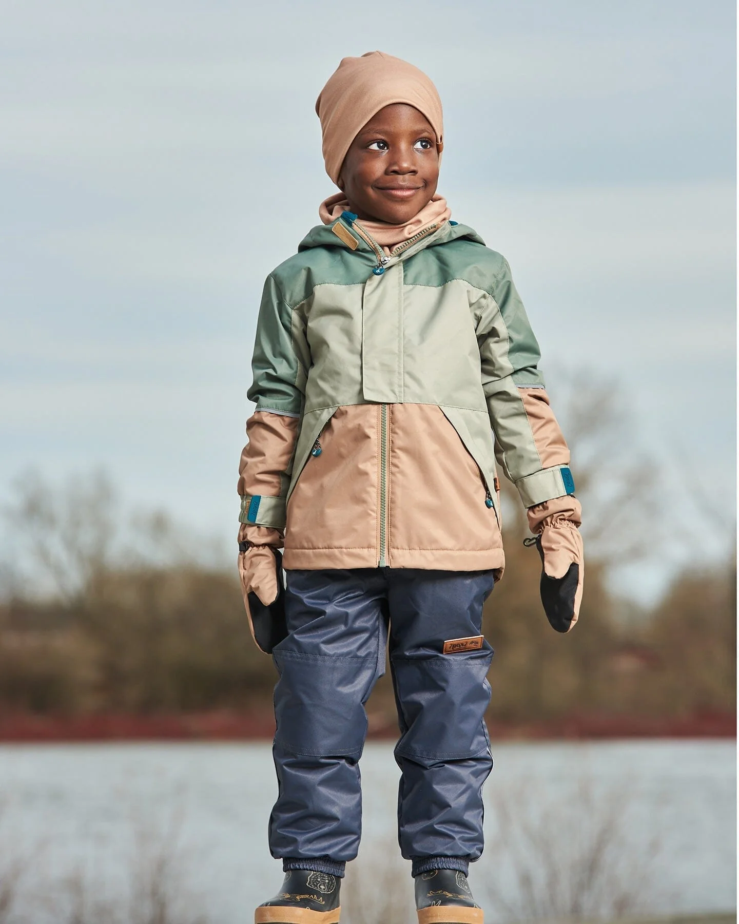 Two-Piece Mid-Season Outerwear Set Pale Green, Sage, Tan, And Gray - Deux par Deux