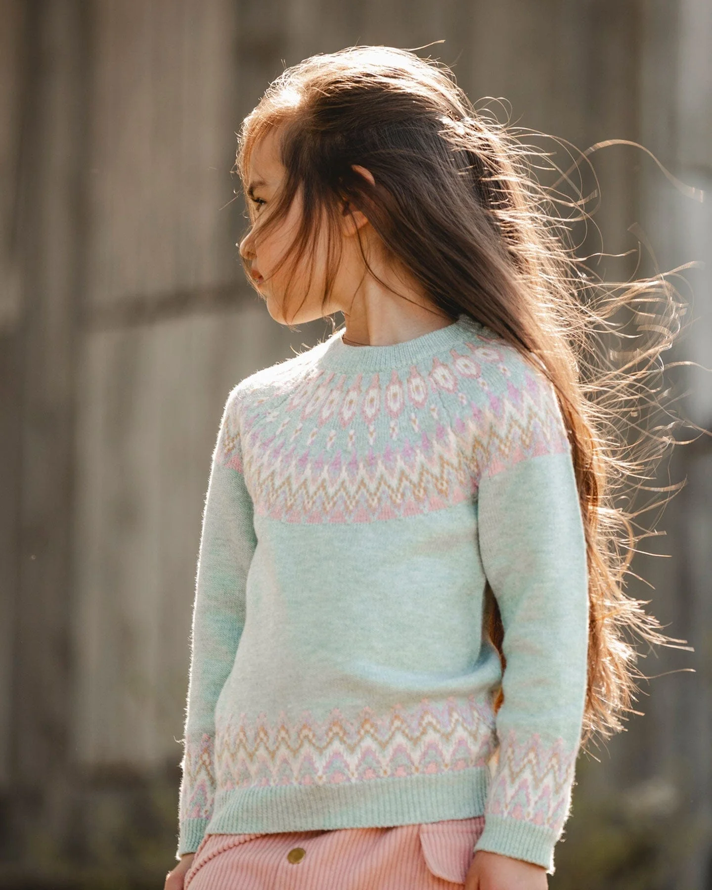 Sweater With Norwegian Jacquard Turquoise Blue - Deux par Deux