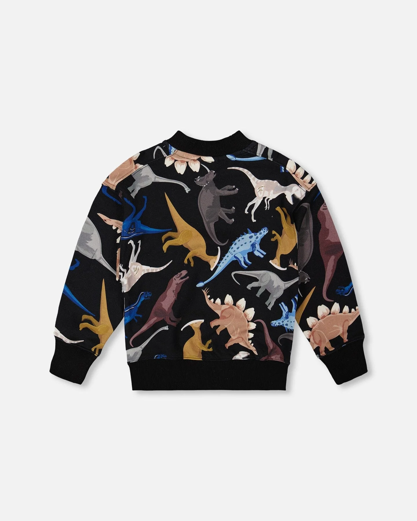 Pullover Fleece Sweatshirt Black Dinosaur Print - Deux par Deux