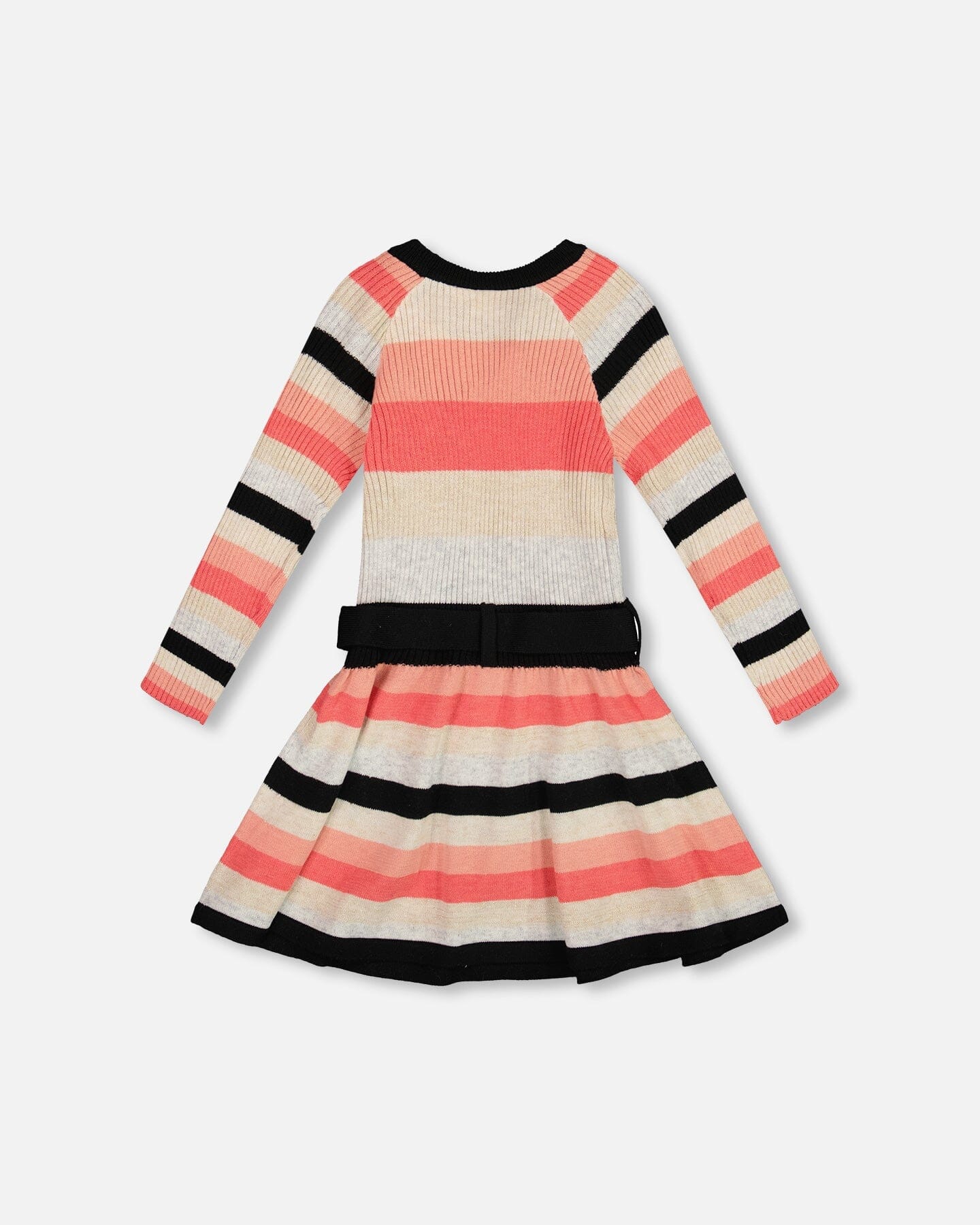 Striped Knit Dress Beige Black And Pink - Deux par Deux