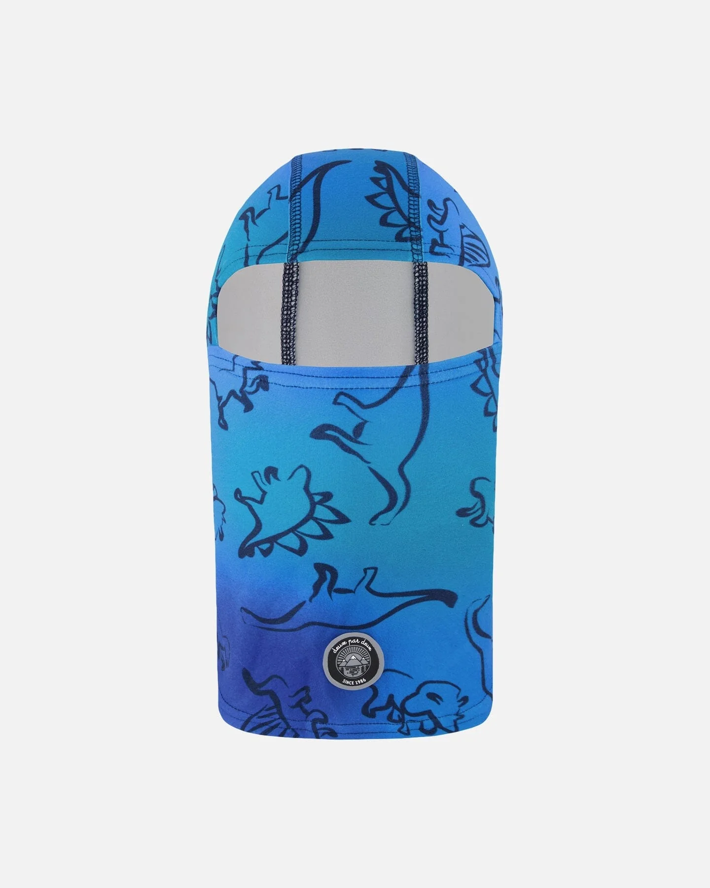 Brushed Jersey Balaclava Blue Gradient Dinosaur Print - Deux par Deux