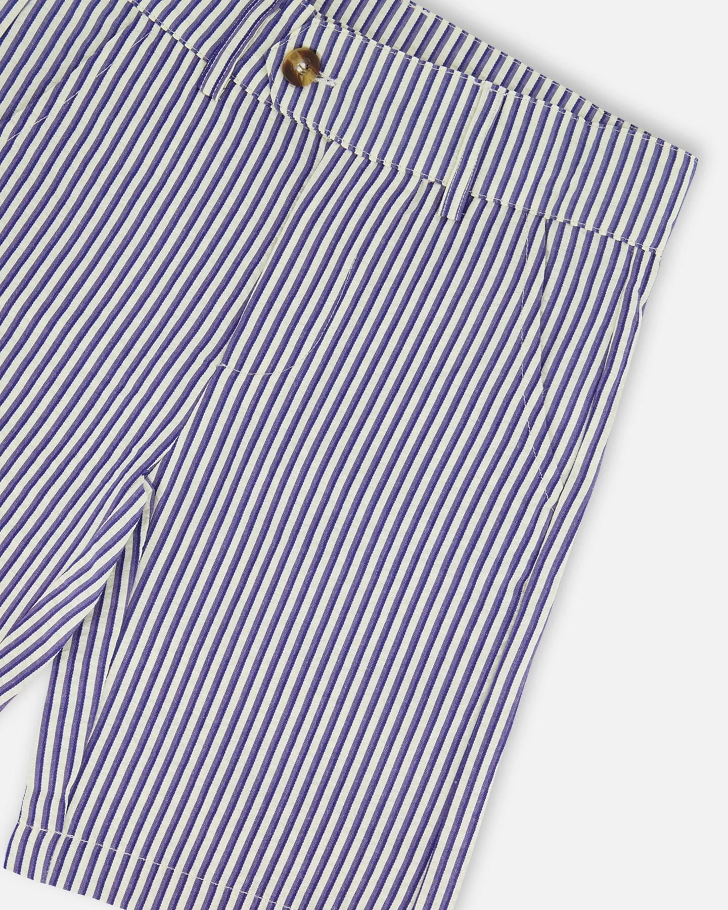 Slant Pocket Bermuda Shorts Royal Blue Striped - Deux par Deux