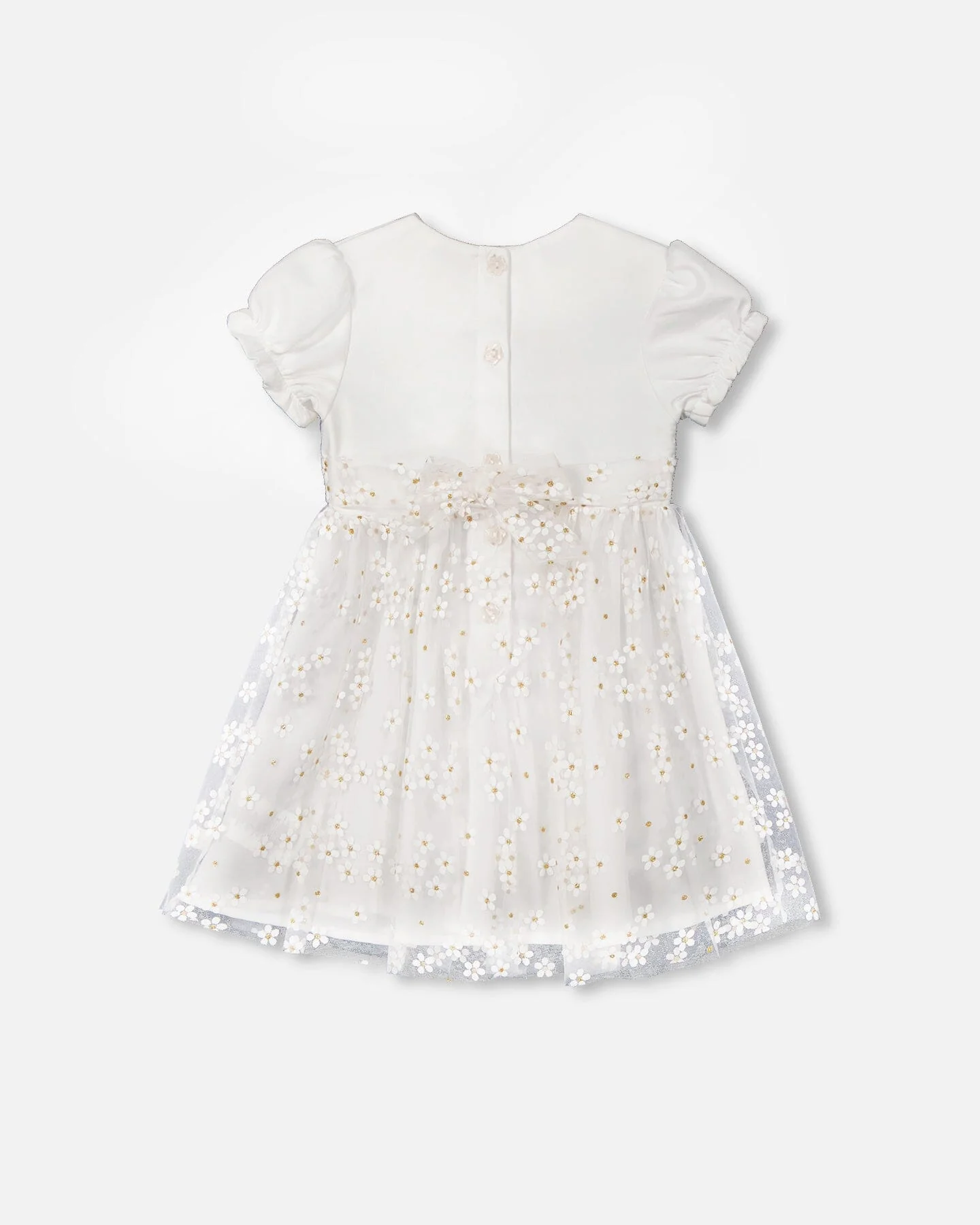 Puff Sleeve Dress White - Deux par Deux