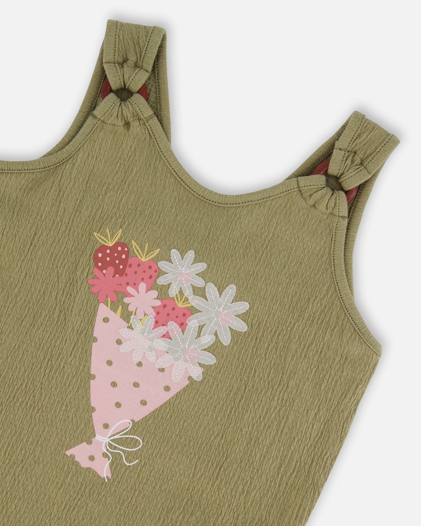 Crinkle Jersey Tank Top Floral Olive Green - Deux par Deux