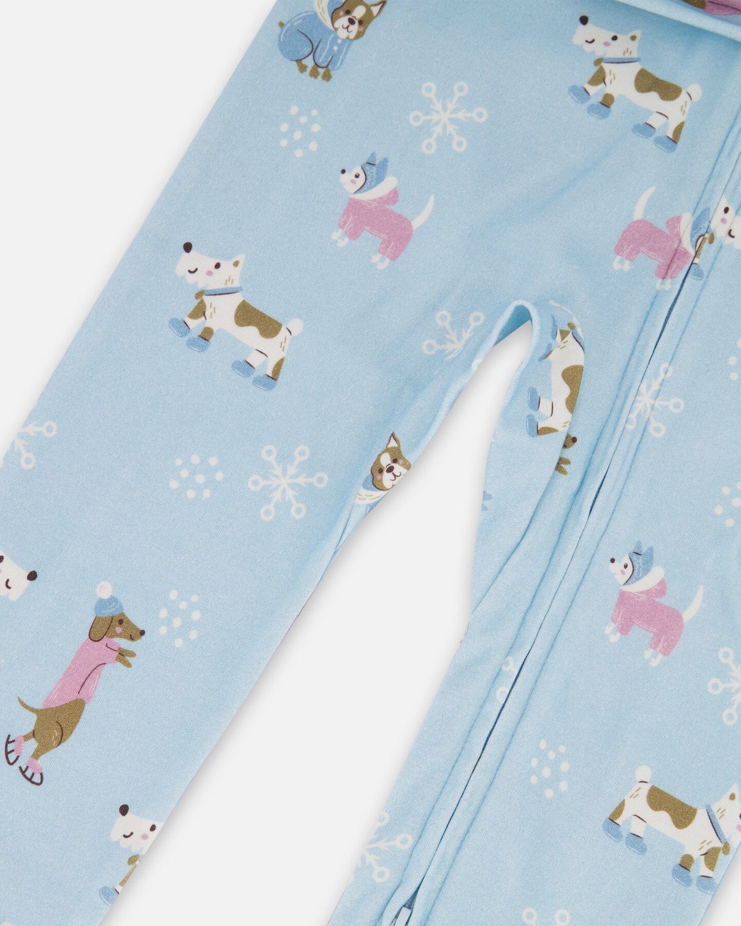 Organic Cotton Interlock One-Piece Pajama Blue Dog Print - Deux par Deux