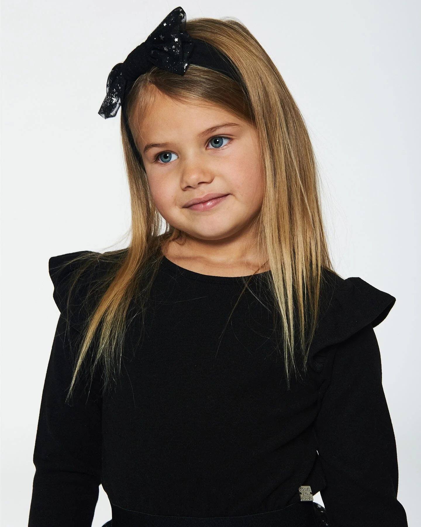 Headband With Glittering Tulle Bow Black - Deux par Deux