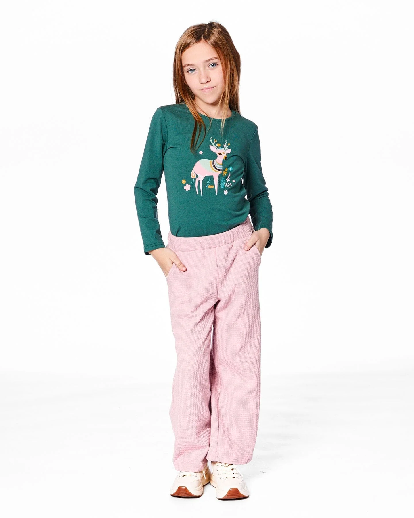 Organic Cotton Long Sleeve T-Shirt Dark Green - Deux par Deux