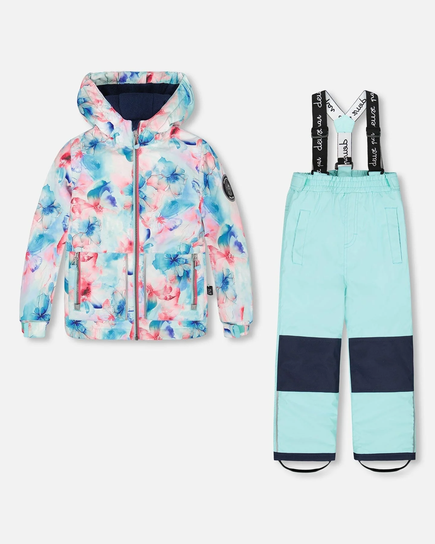 Two-Piece Chill Outerwear Set With Light Insulation Turquoise Blue - Deux par Deux