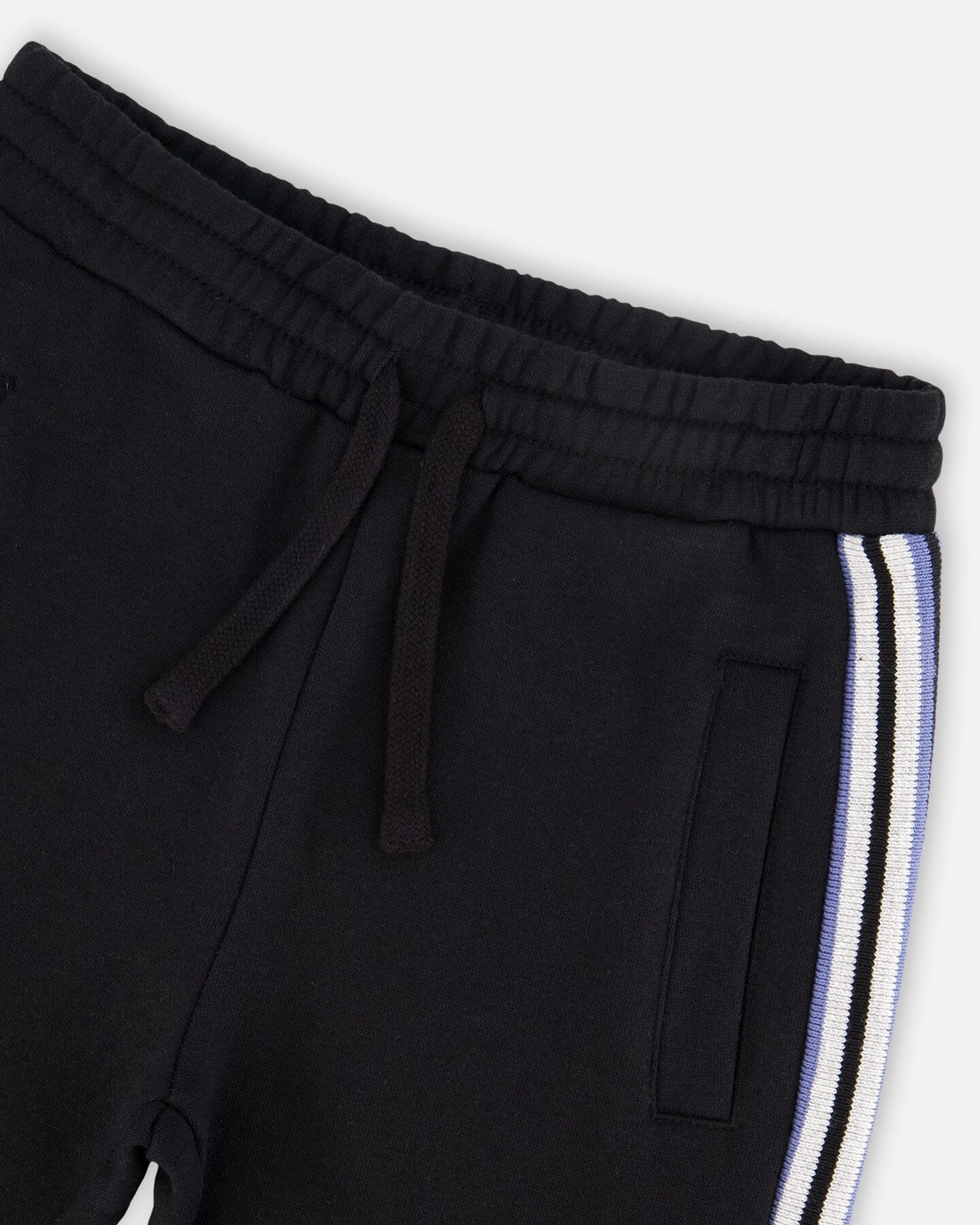 Fleece Sweatpants With Side Stripes Black - Deux par Deux