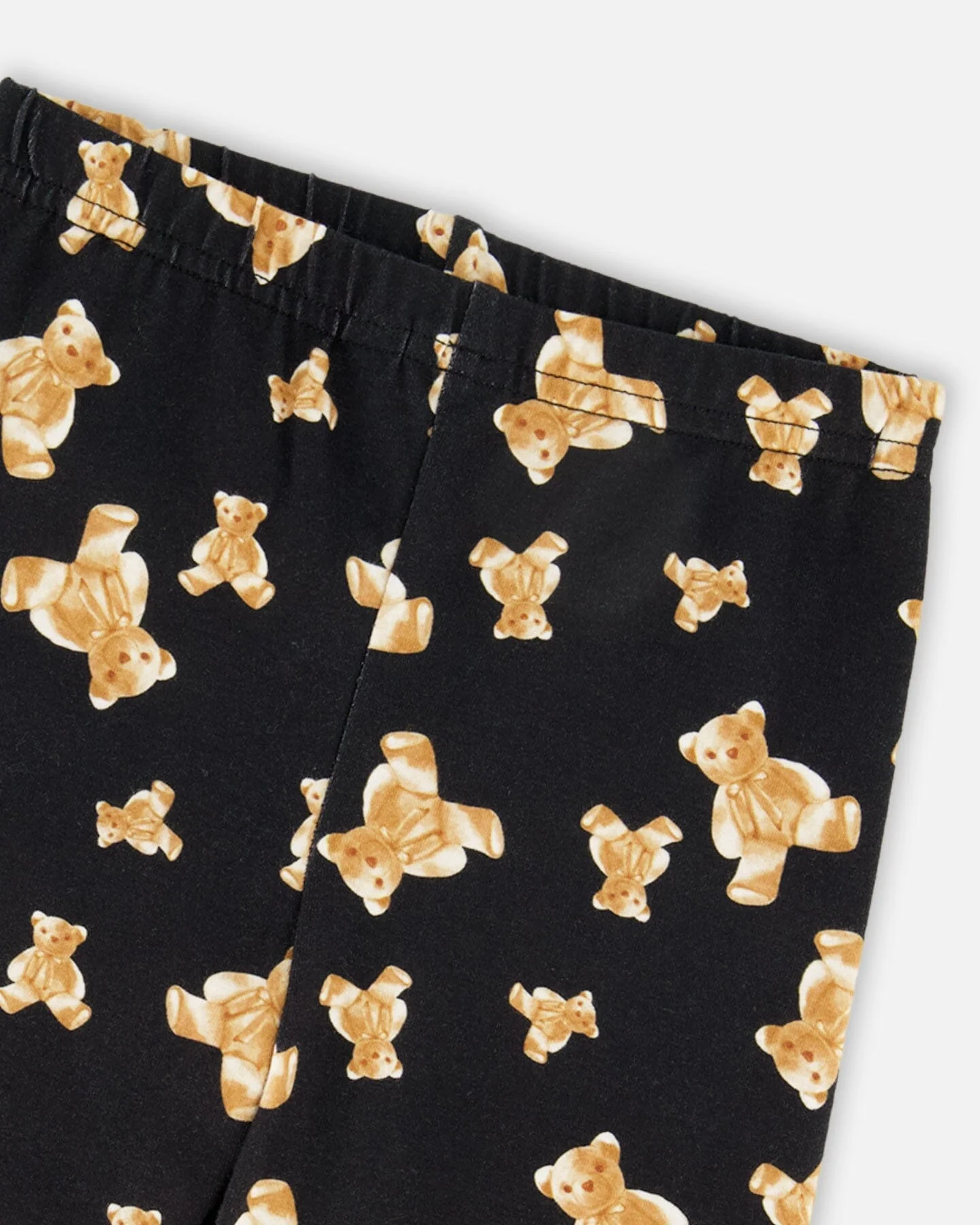 Jersey Leggings Black Teddy Bear Print - Deux par Deux