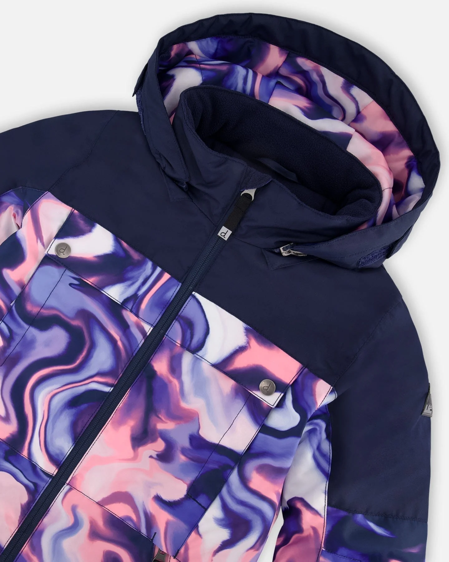 One-Piece Teknik Snowsuit Pink And Blue Marble - Deux par Deux