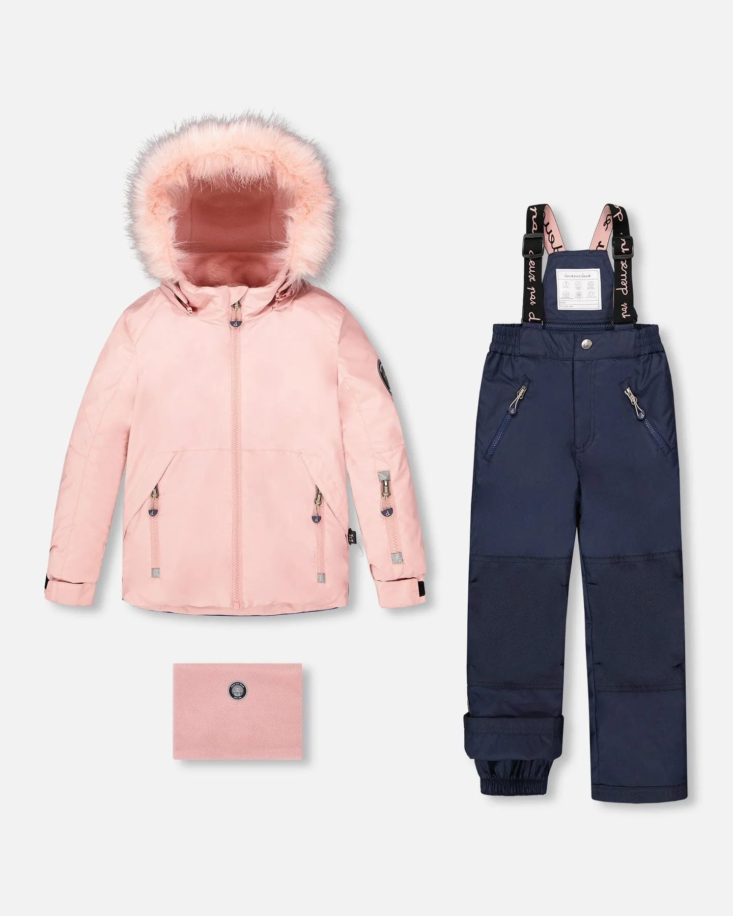 Two-Piece Play Snowsuit Navy Blue And Pink - Deux par Deux