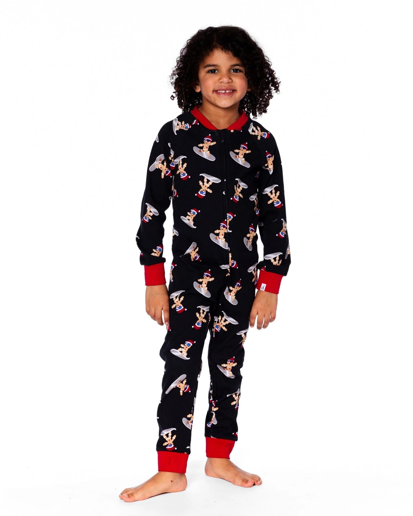 Organic Cotton Interlock One-Piece Pajama Black Cookie Print - Deux par Deux