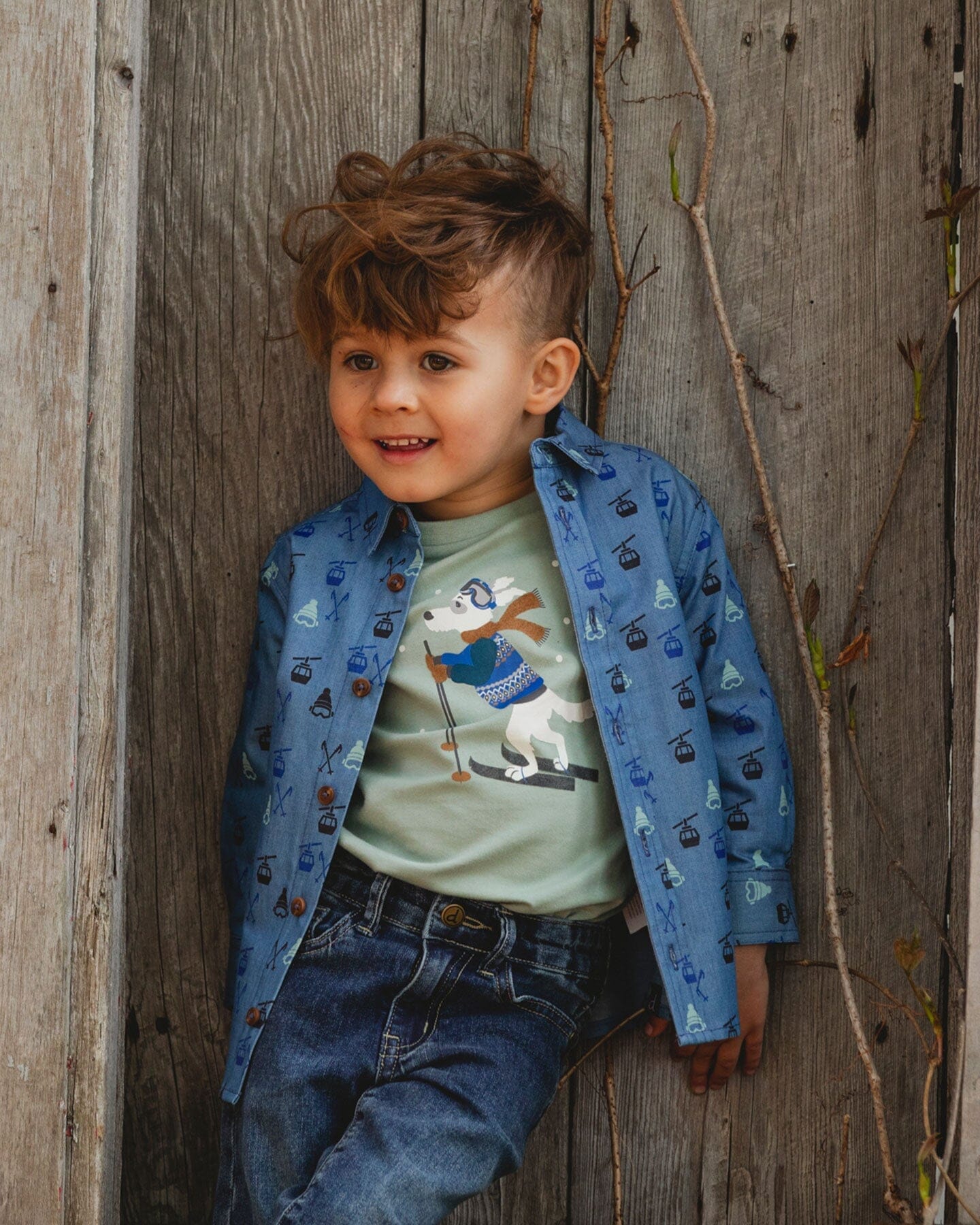 Long Sleeve Organic Cotton Jersey Tee Jade Green - Deux par Deux