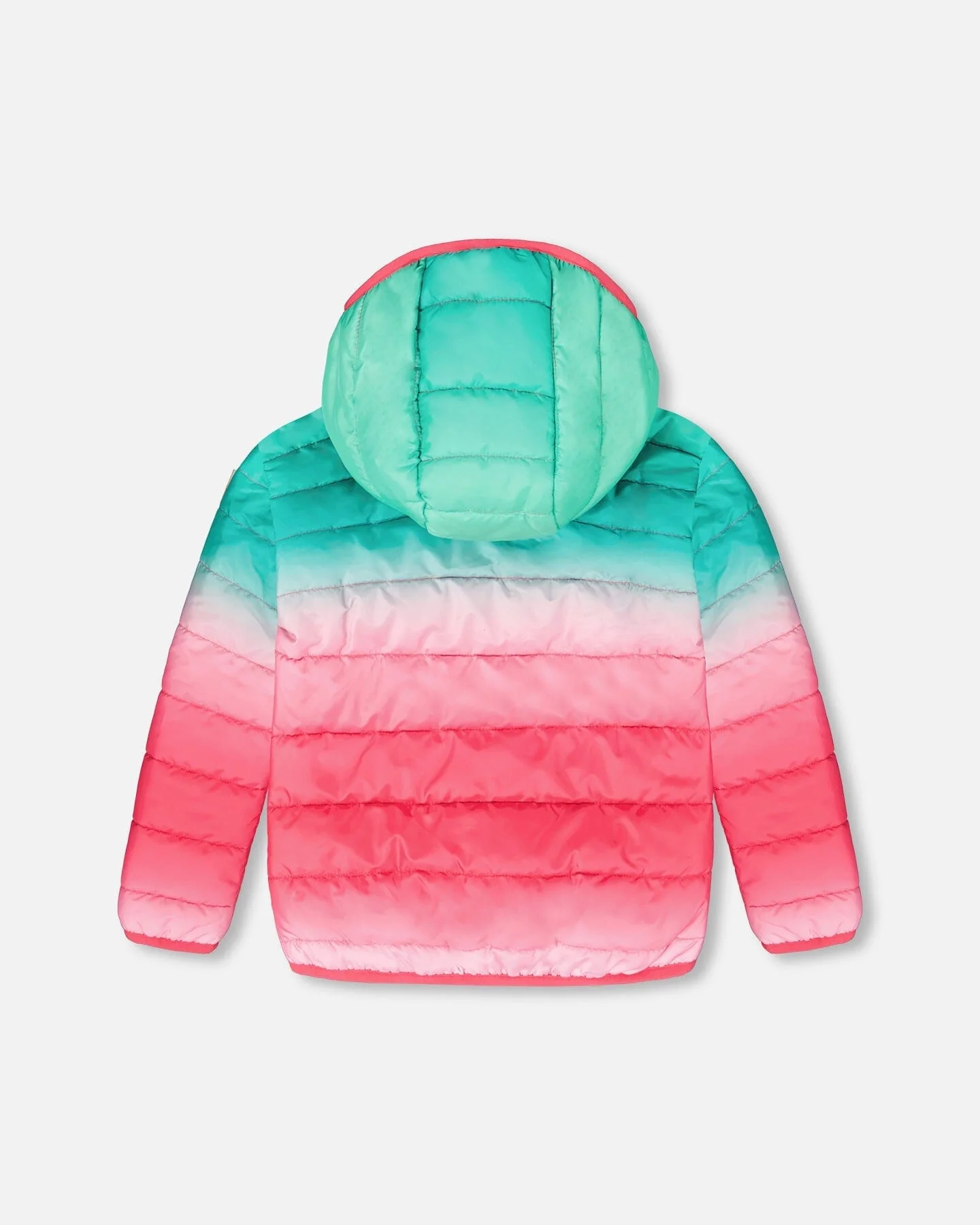 Quilted Mid-Season Jacket Green And Pink Gradient - Deux par Deux
