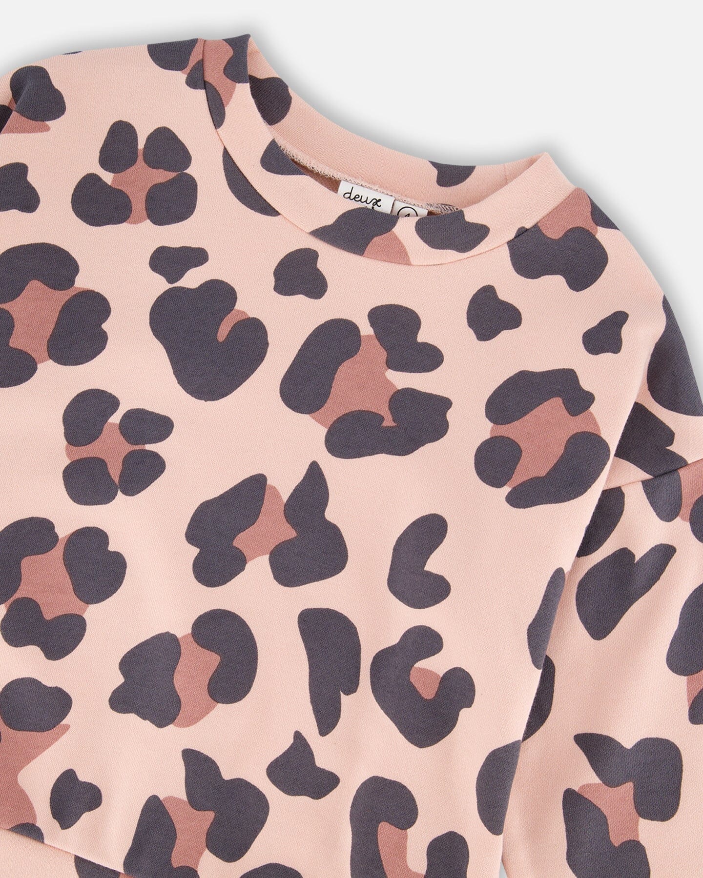 French Terry Sweatshirt Pink Leopard - Deux par Deux