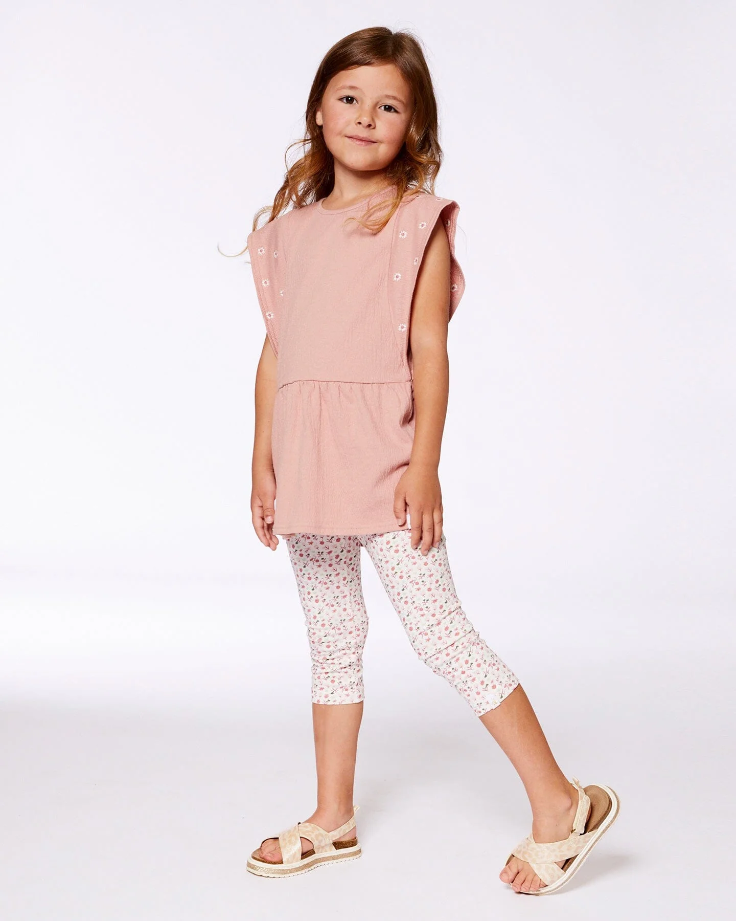 Crinkle Jersey Tunic With Embroidery Dark Old Pink - Deux par Deux