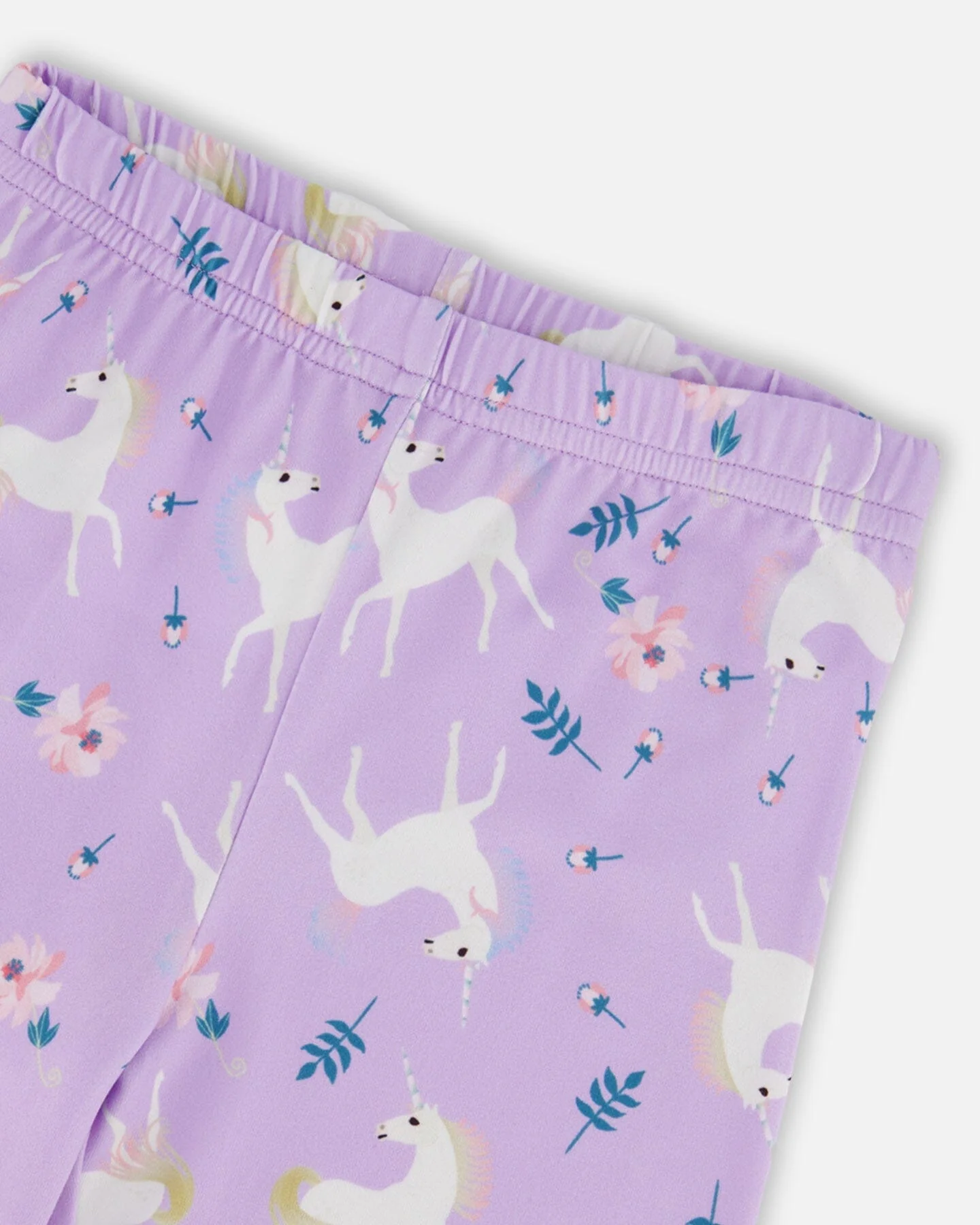 Stretch Jersey Leggings Lilac Unicorn Print - Deux par Deux