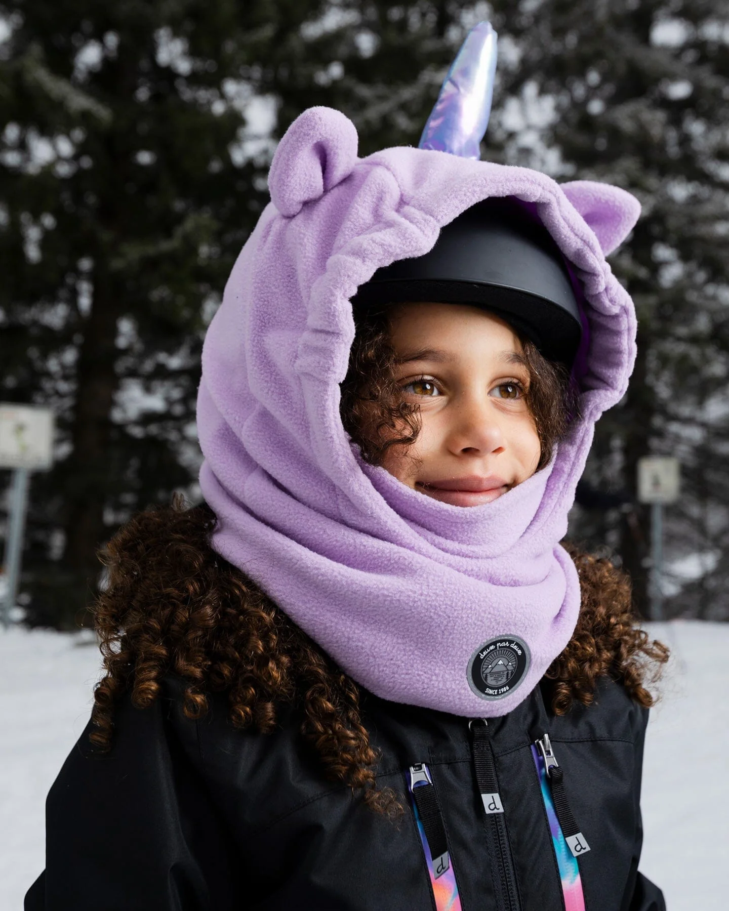 Polar Fleece Balaclava For Ski Helmet Purple Unicorn - Deux par Deux