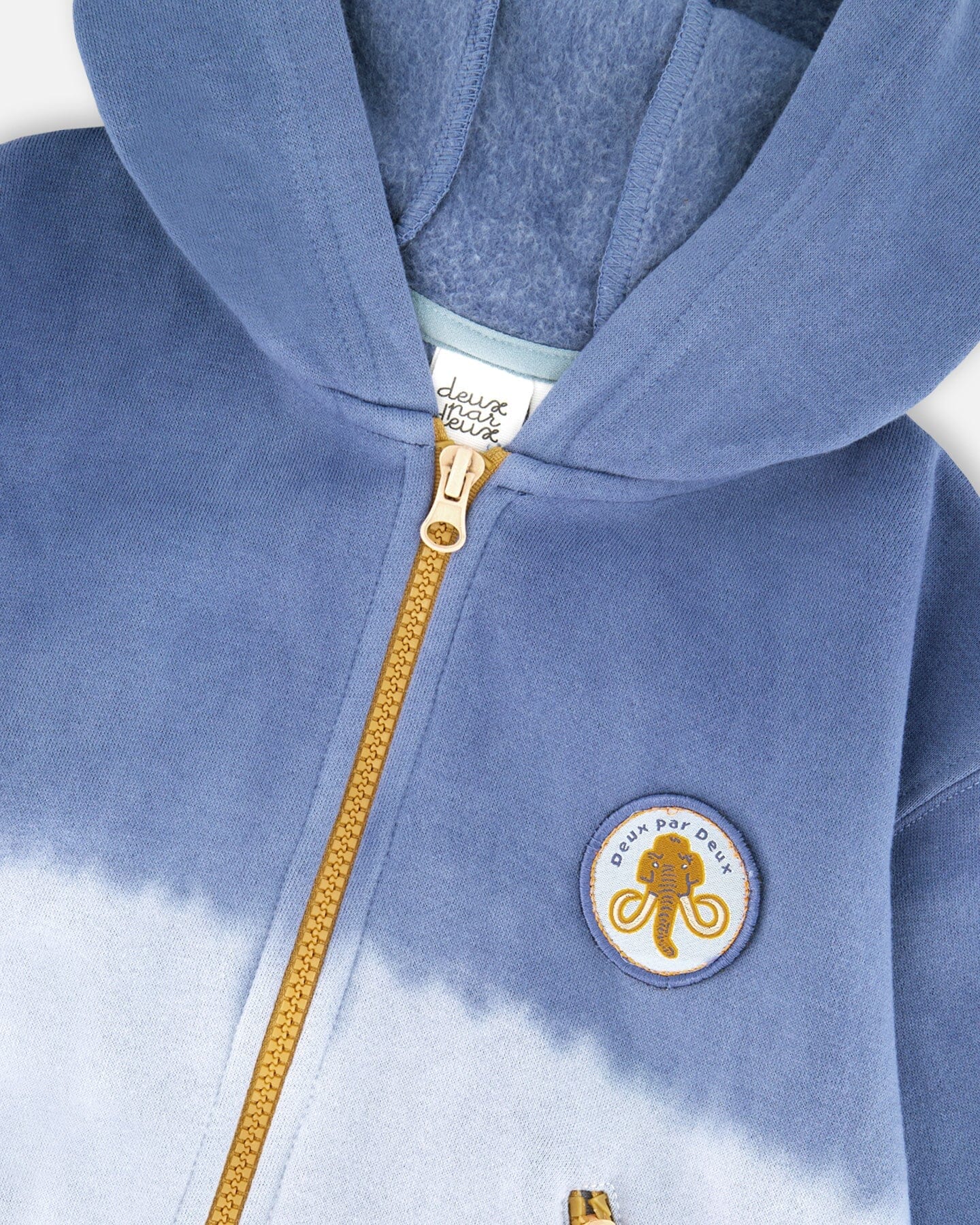 Full Zip Hooded Fleece Jacket Blue - Deux par Deux