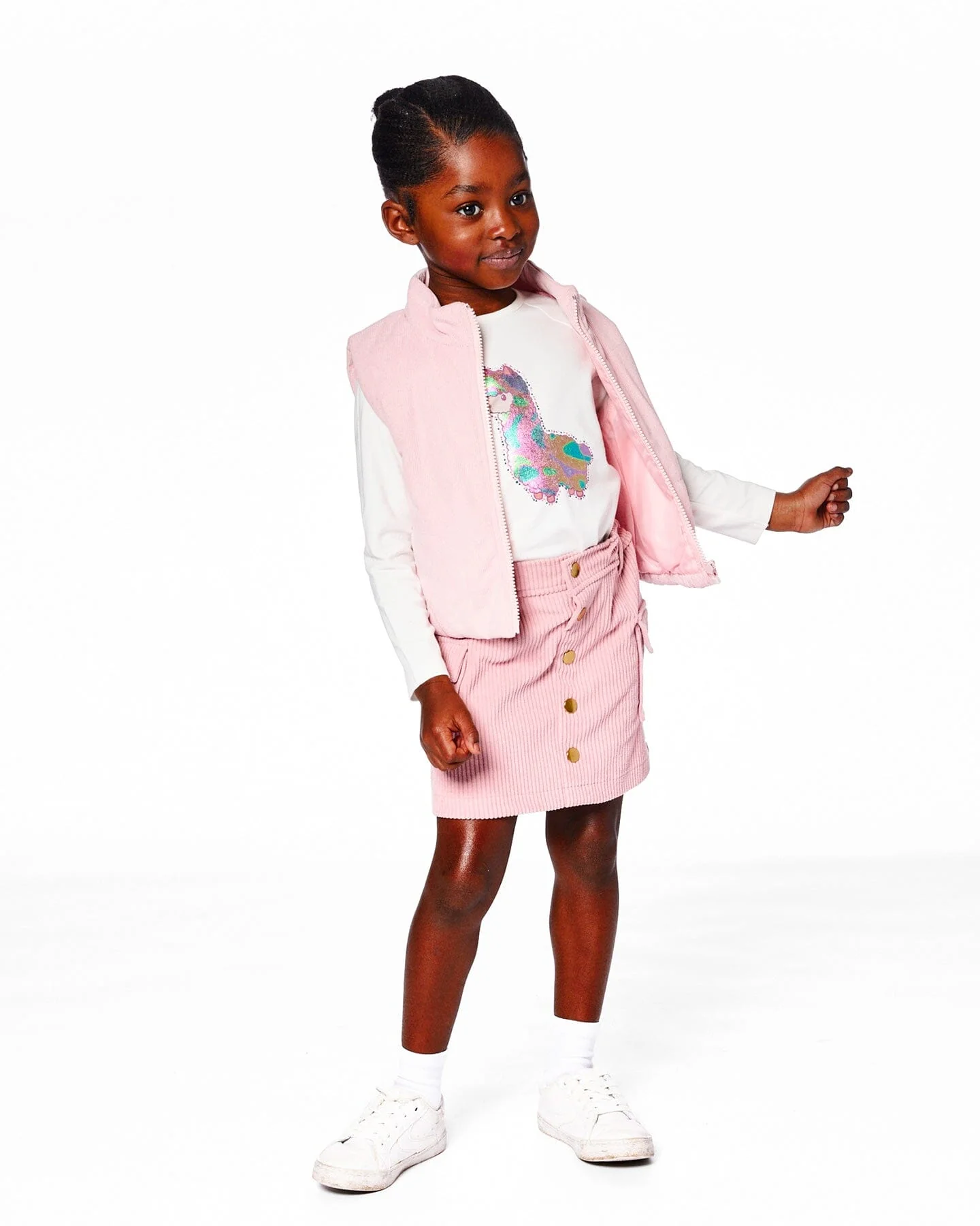 Corduroy Puffy Sleeveless Vest Dusty Pink - Deux par Deux