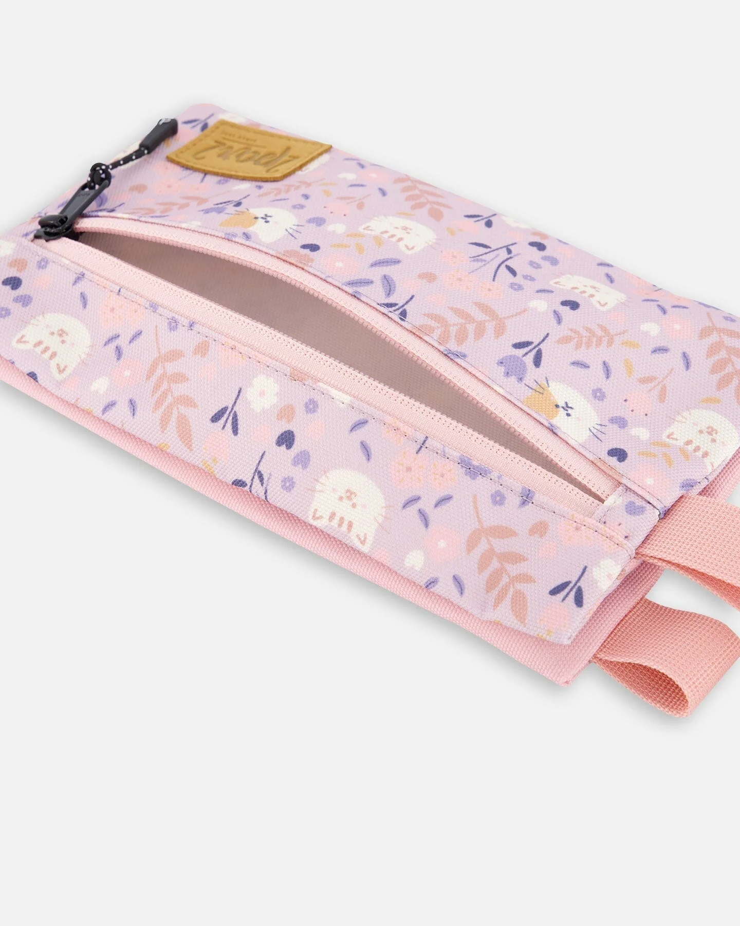 Double Pencil Case Lilac Cat Print - Deux par Deux