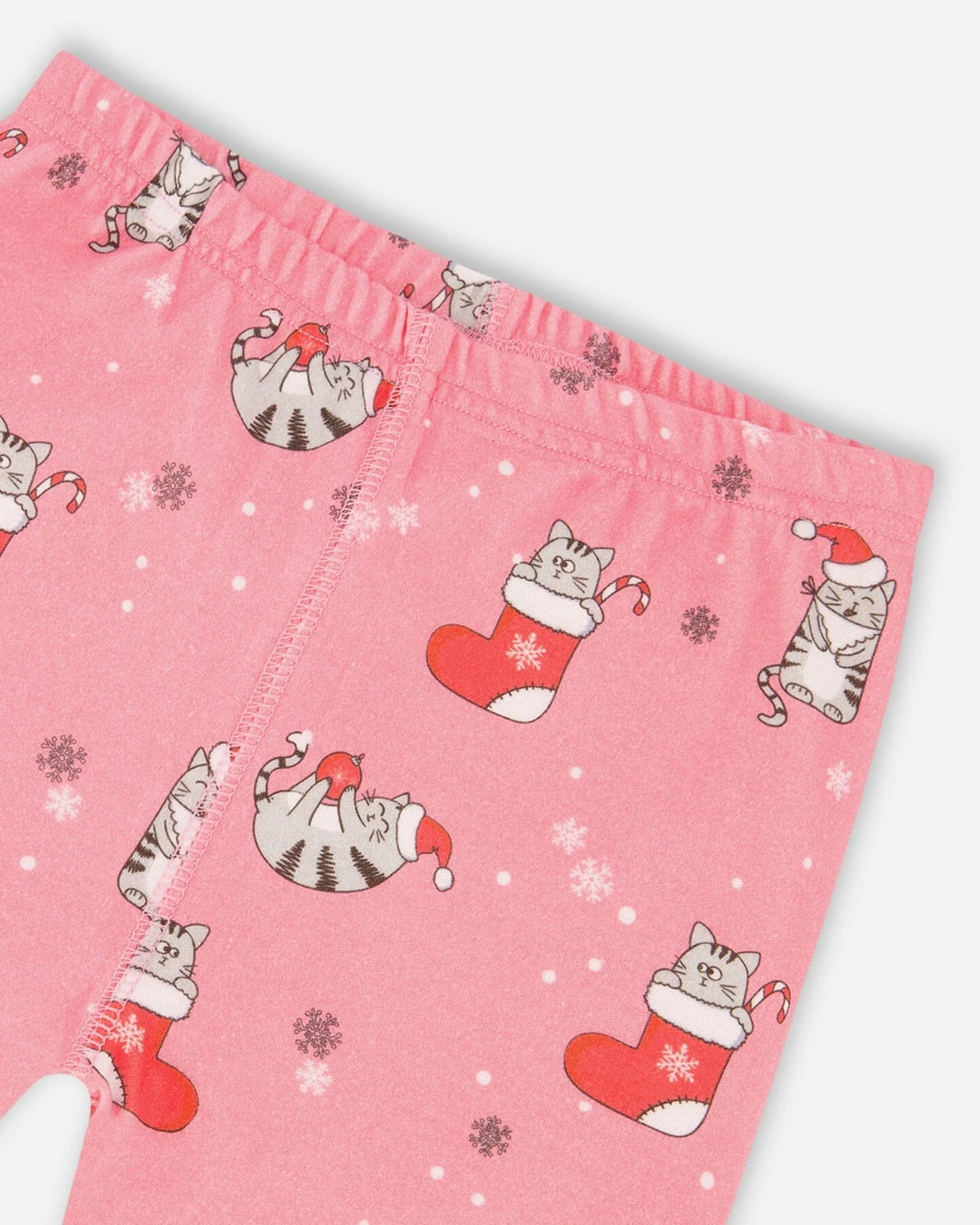 Organic Cotton Two-Piece Pajamas Pink Cat Print - Deux par Deux