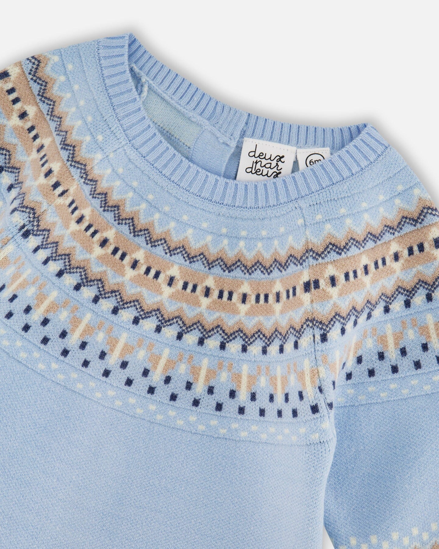 Knitted Jacquard Romper Light Blue - Deux par Deux