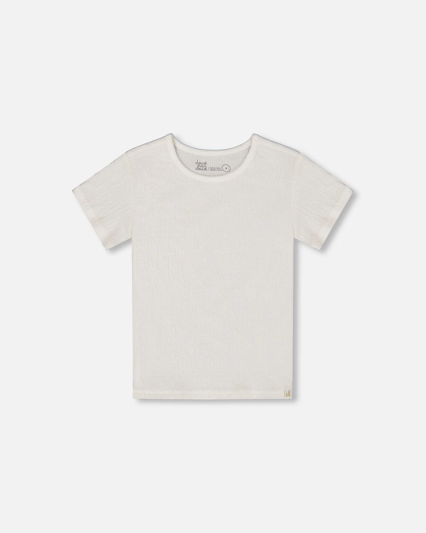 Crinkle Short Sleeve Top White - Deux par Deux