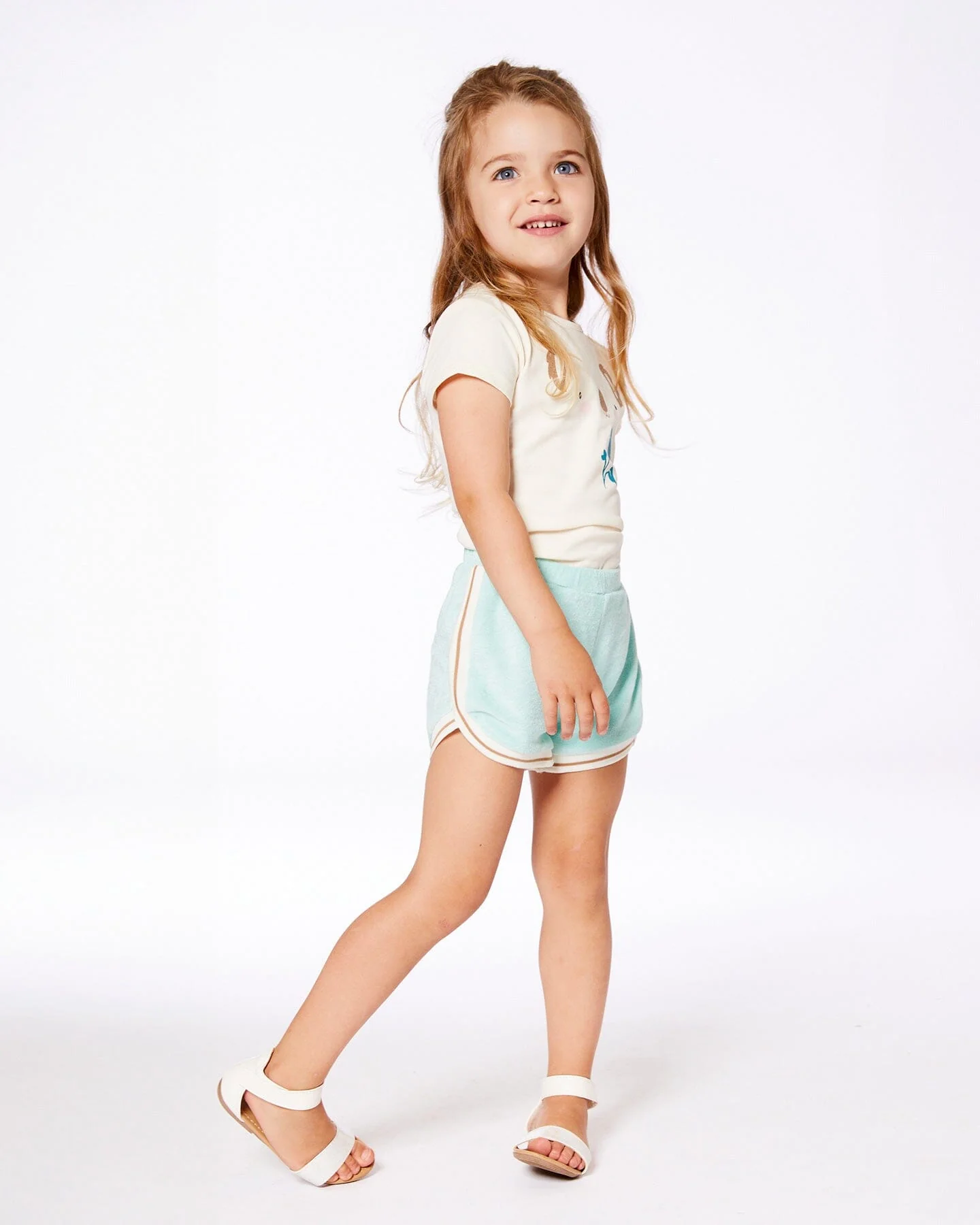 Terry Cloth Short Turquoise And Beige - Deux par Deux