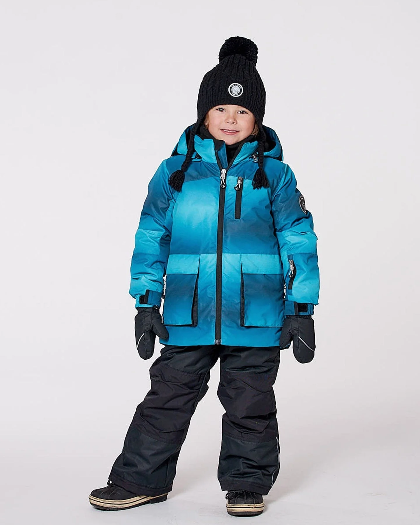 Two-Piece Play Snowsuit With Printed Jacket And Solid Pant Black - Deux par Deux